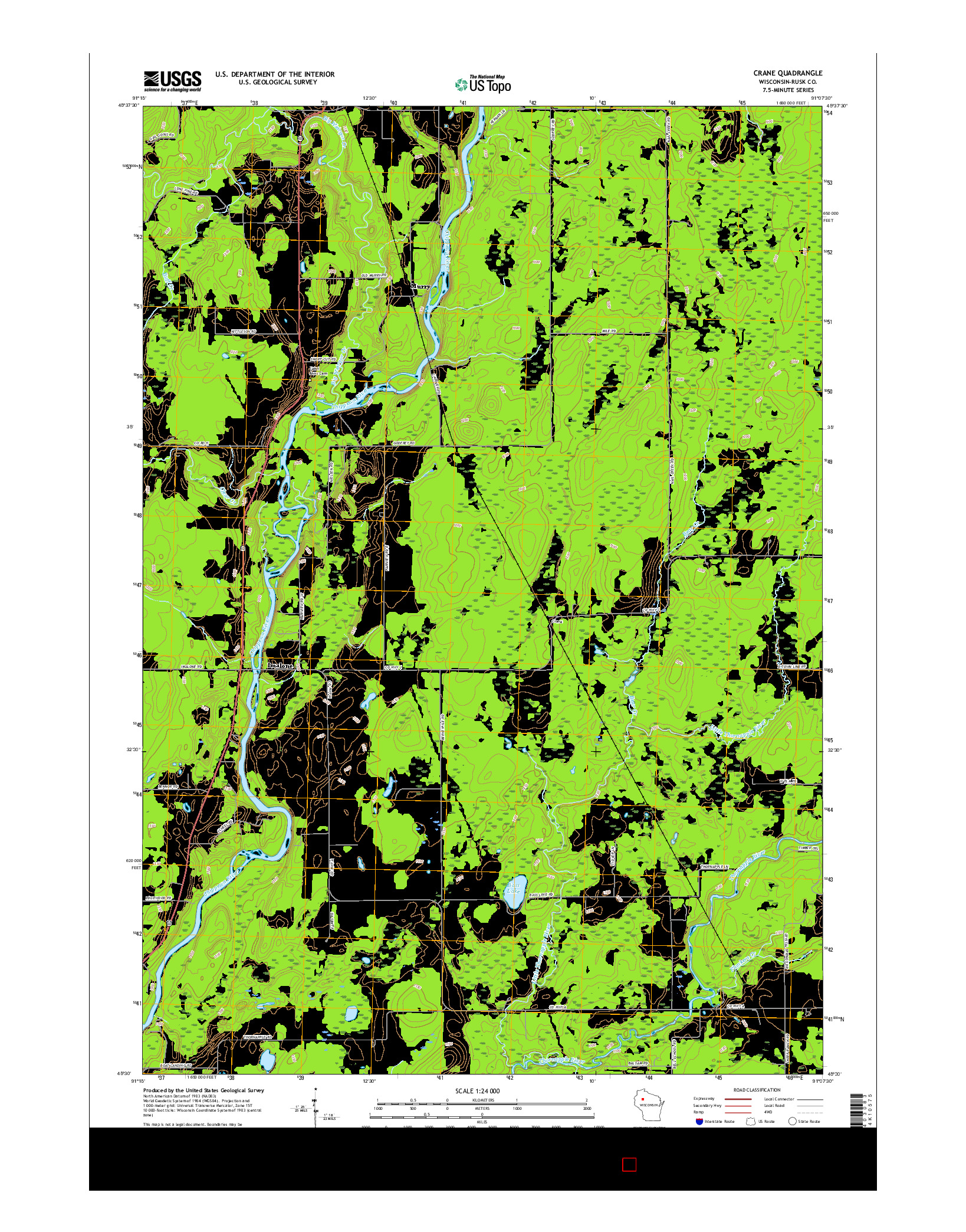 USGS US TOPO 7.5-MINUTE MAP FOR CRANE, WI 2015