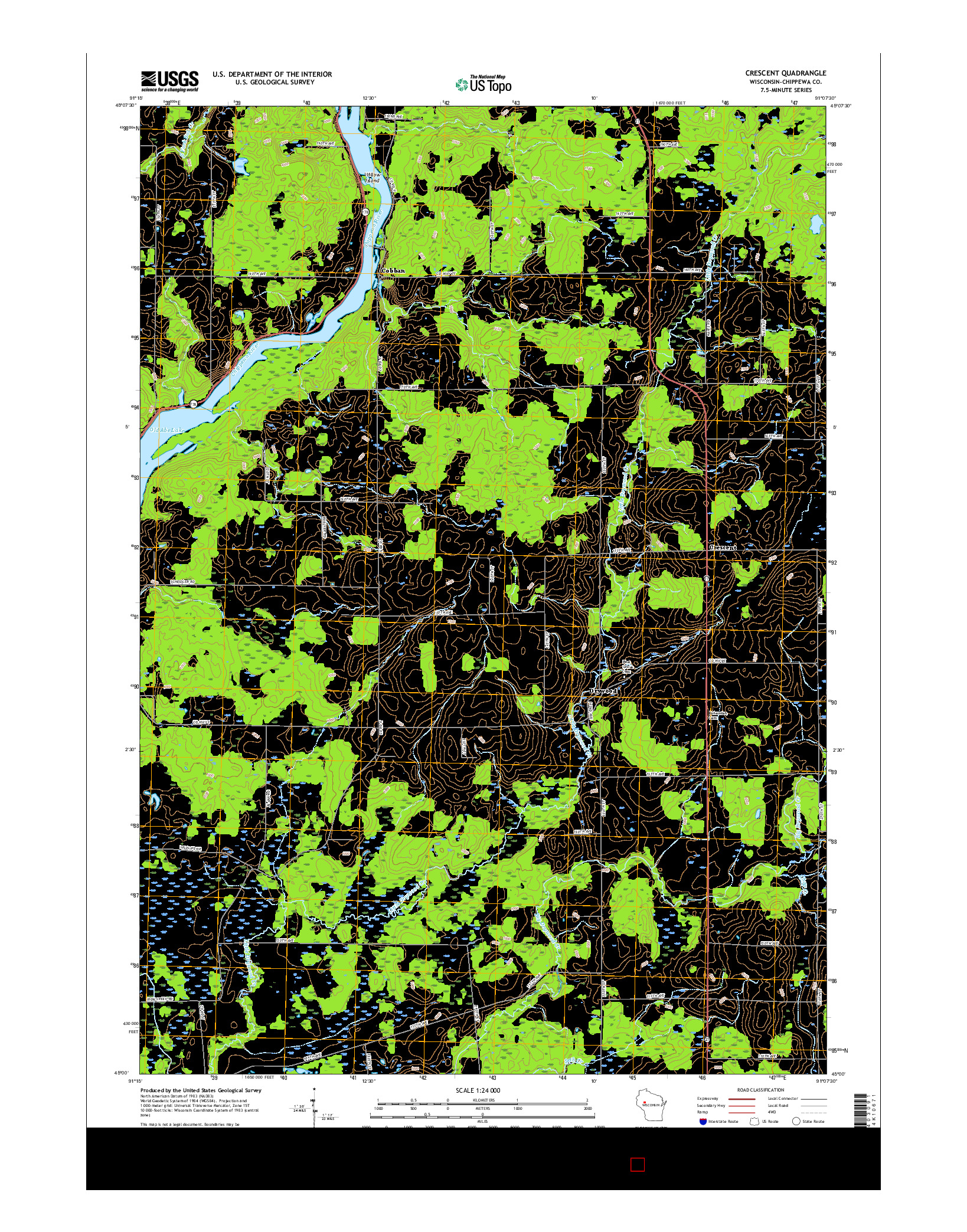 USGS US TOPO 7.5-MINUTE MAP FOR CRESCENT, WI 2015