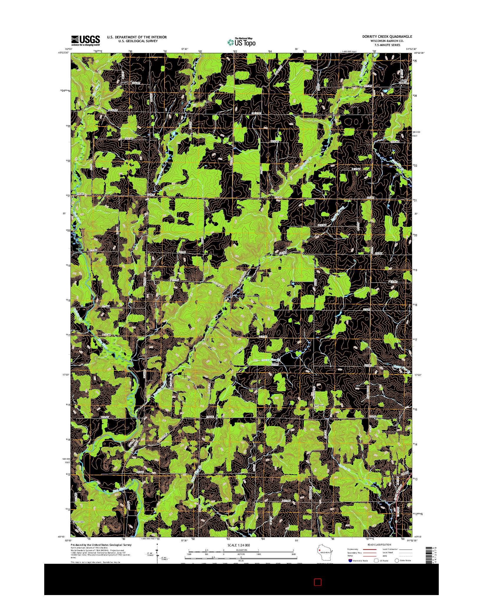 USGS US TOPO 7.5-MINUTE MAP FOR DORRITY CREEK, WI 2015