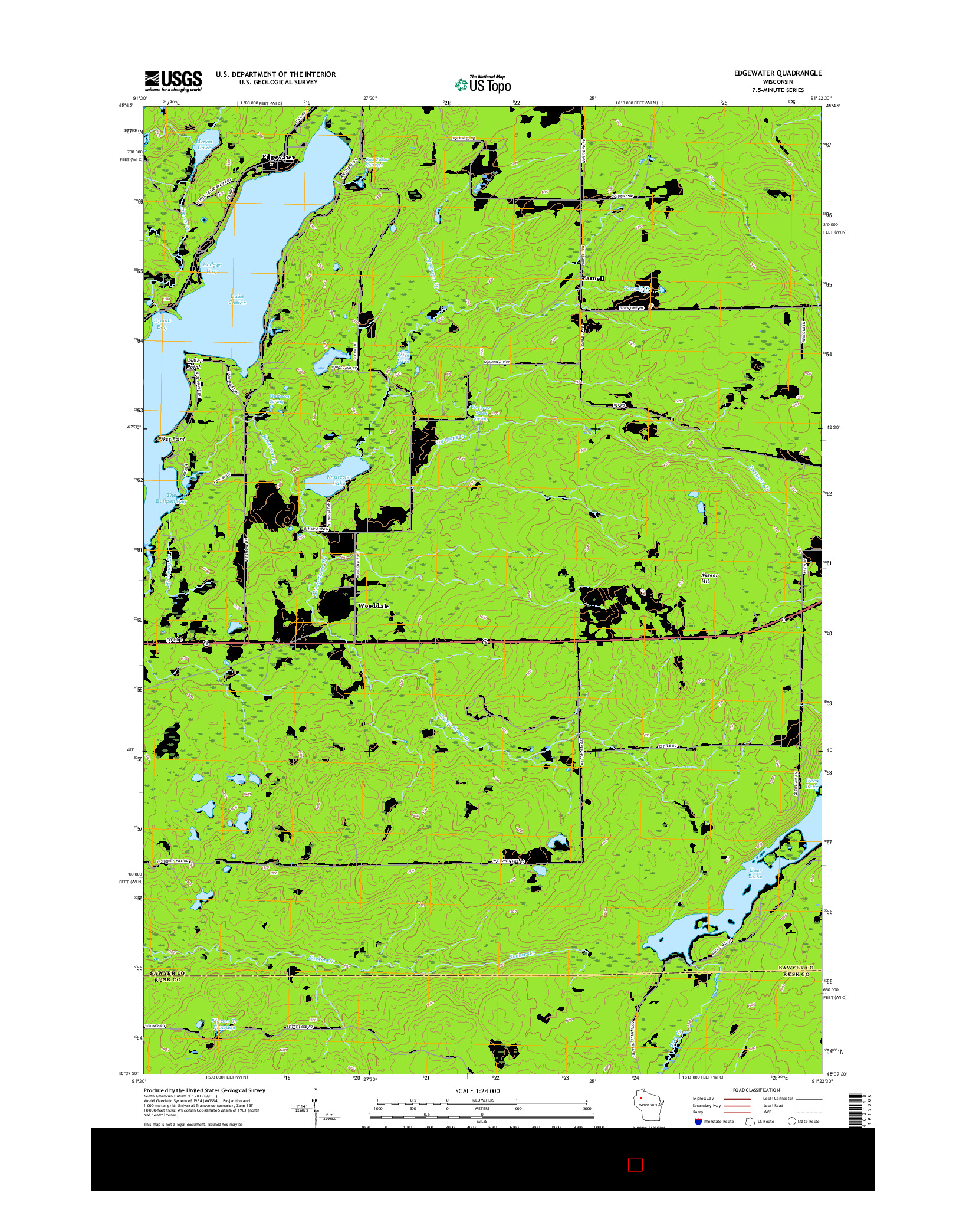 USGS US TOPO 7.5-MINUTE MAP FOR EDGEWATER, WI 2015