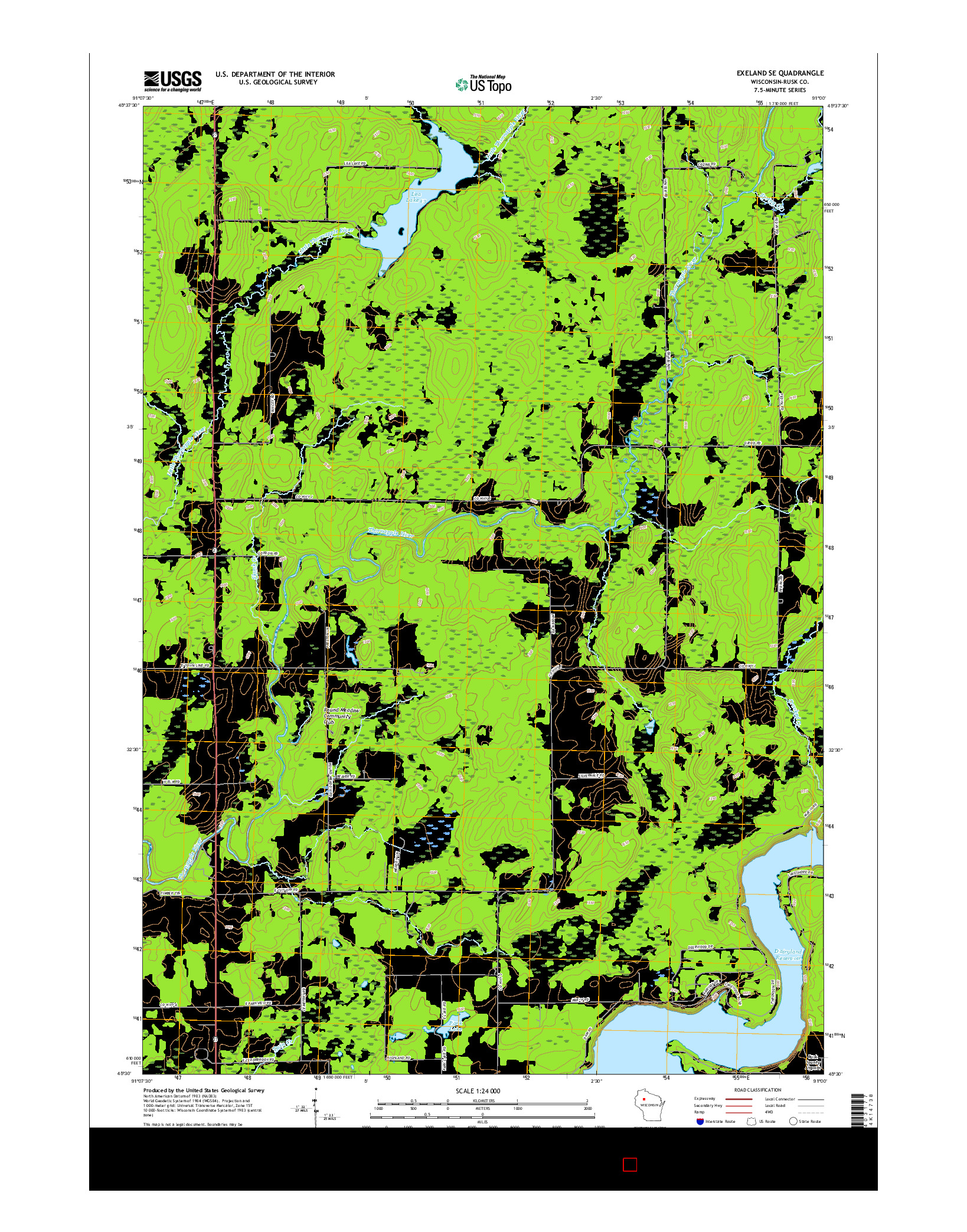 USGS US TOPO 7.5-MINUTE MAP FOR EXELAND SE, WI 2015