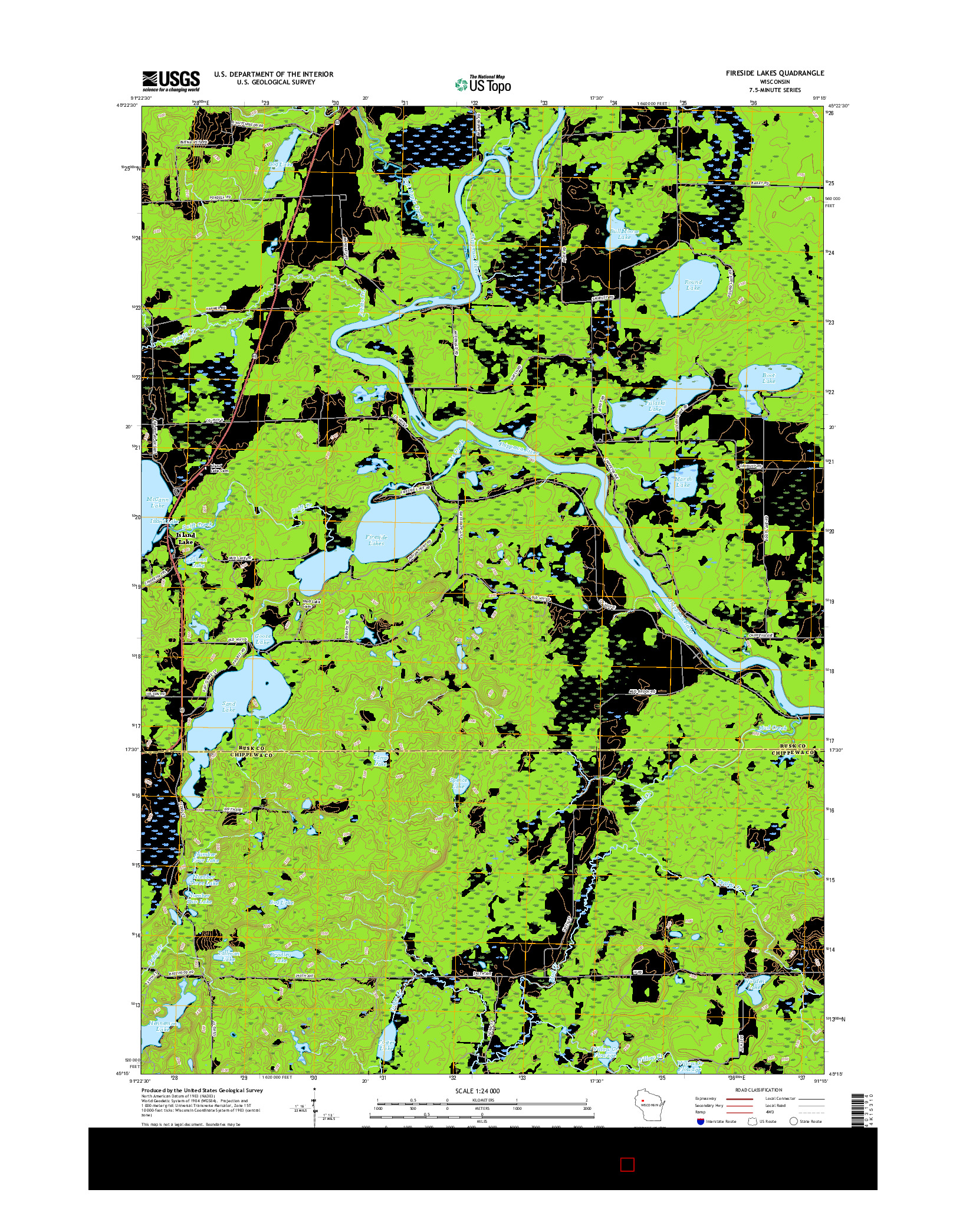 USGS US TOPO 7.5-MINUTE MAP FOR FIRESIDE LAKES, WI 2015
