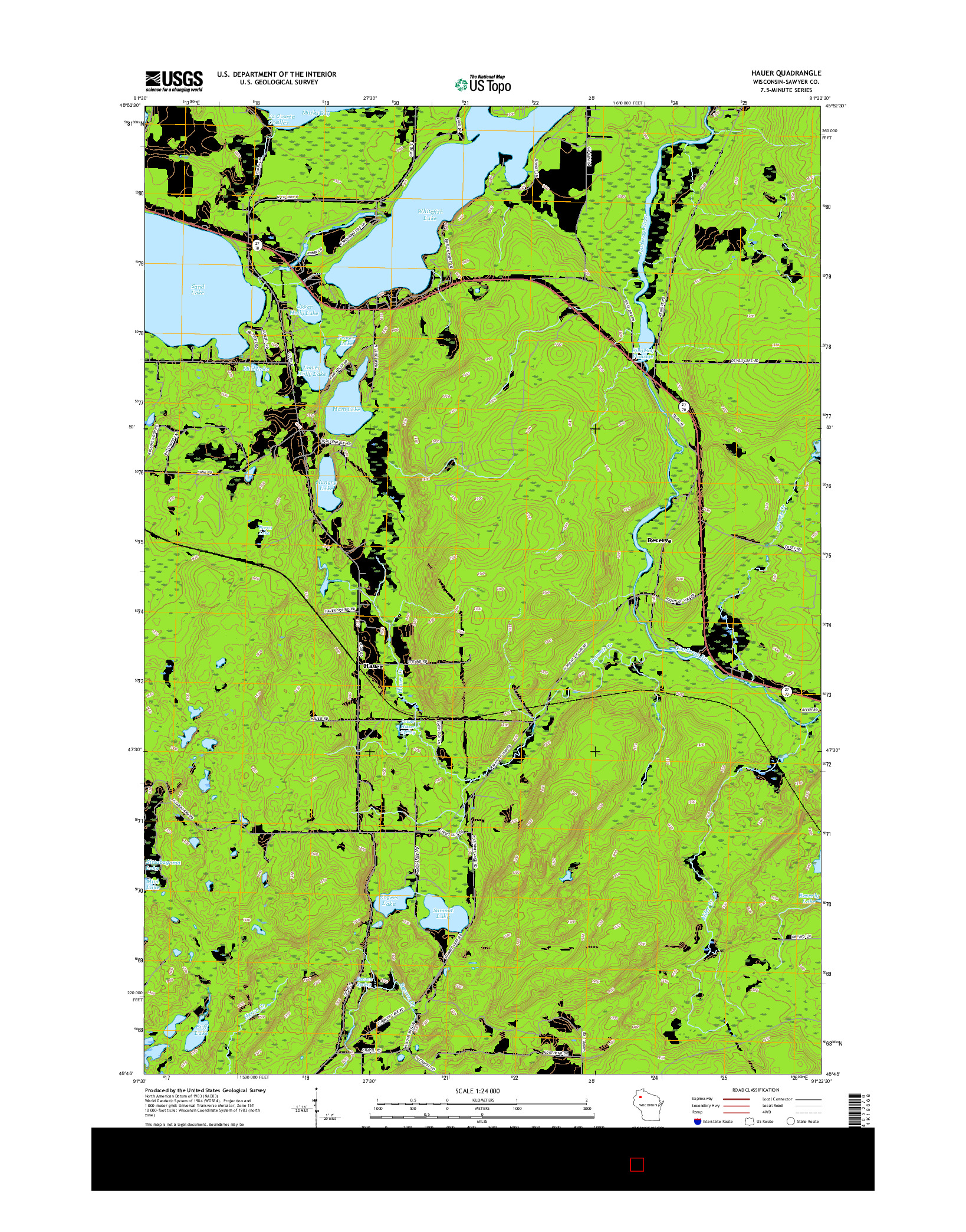 USGS US TOPO 7.5-MINUTE MAP FOR HAUER, WI 2015