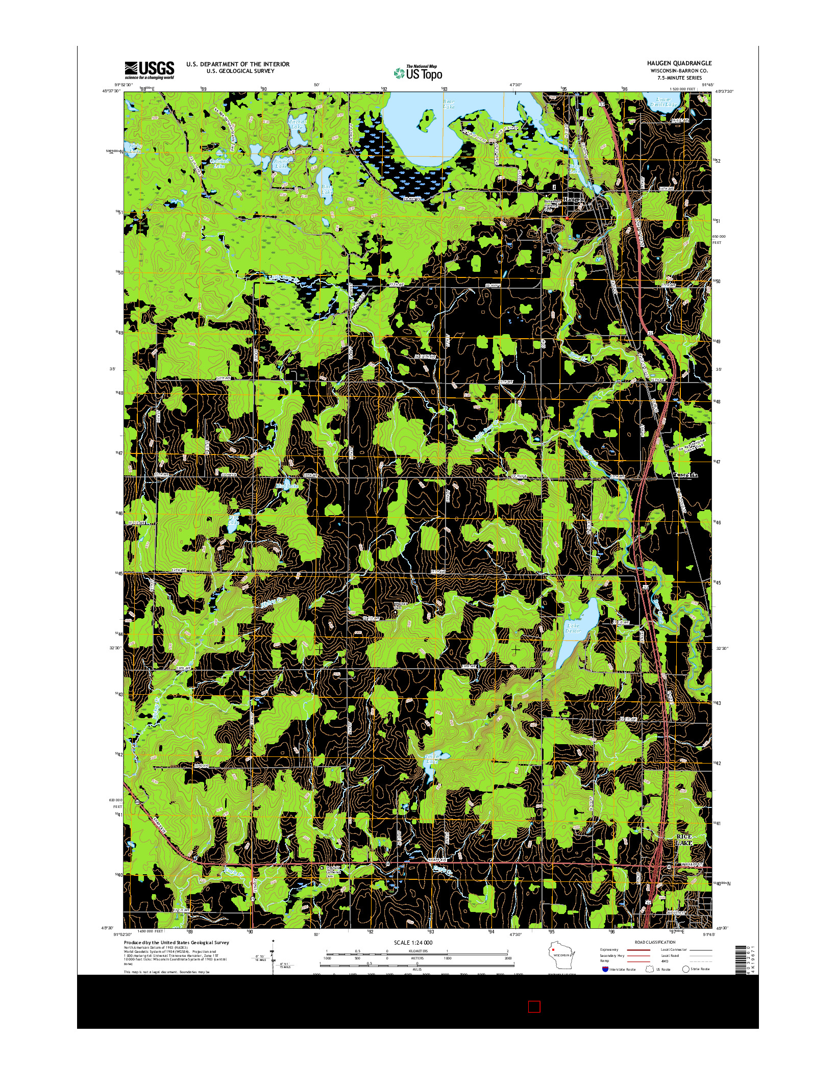 USGS US TOPO 7.5-MINUTE MAP FOR HAUGEN, WI 2015