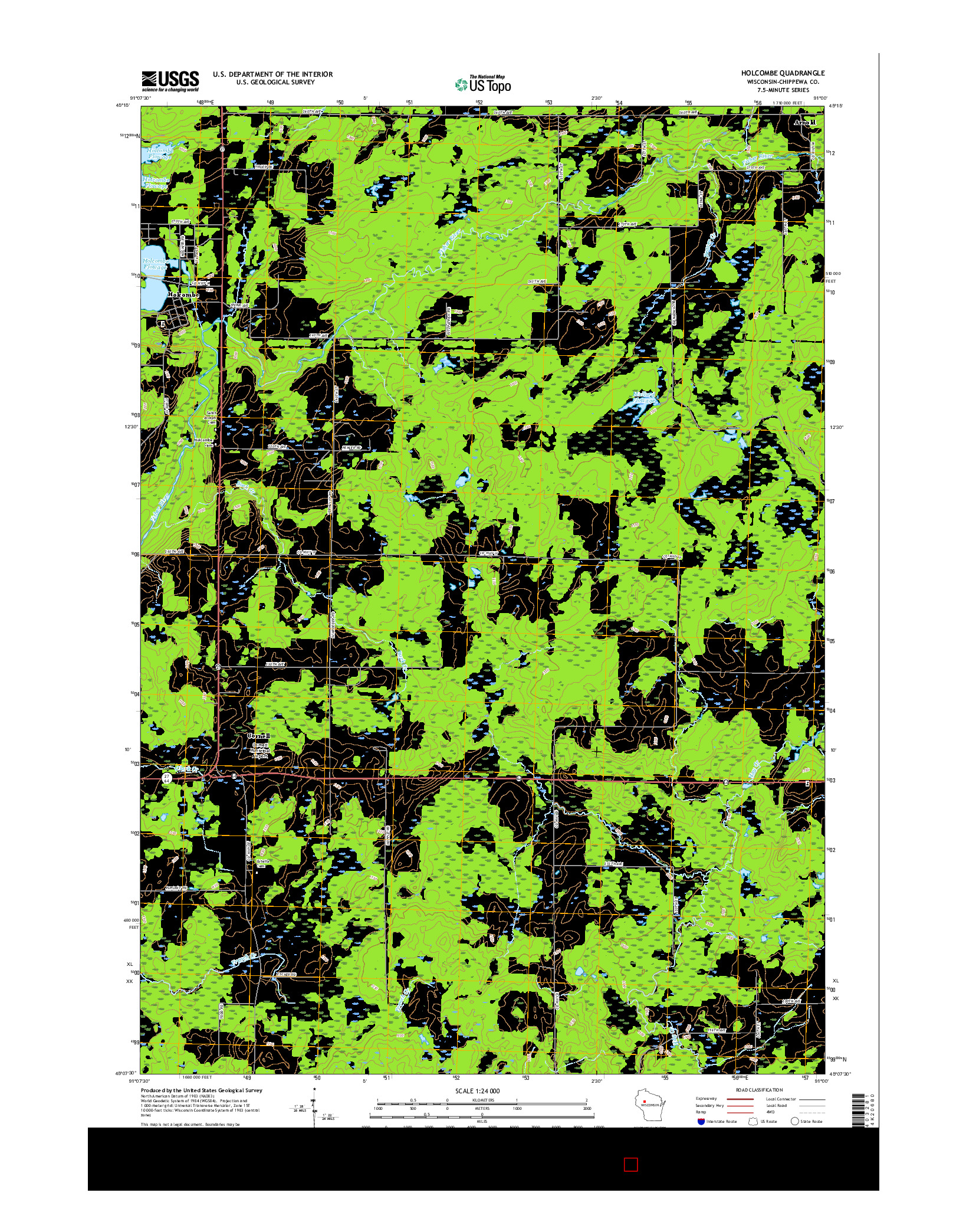 USGS US TOPO 7.5-MINUTE MAP FOR HOLCOMBE, WI 2015
