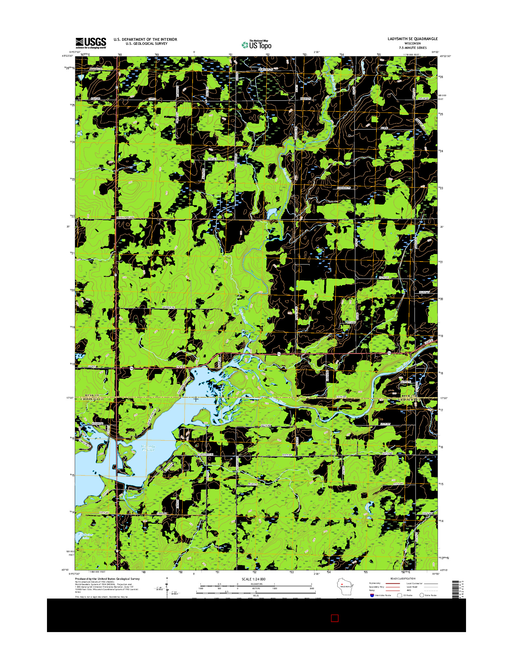 USGS US TOPO 7.5-MINUTE MAP FOR LADYSMITH SE, WI 2015