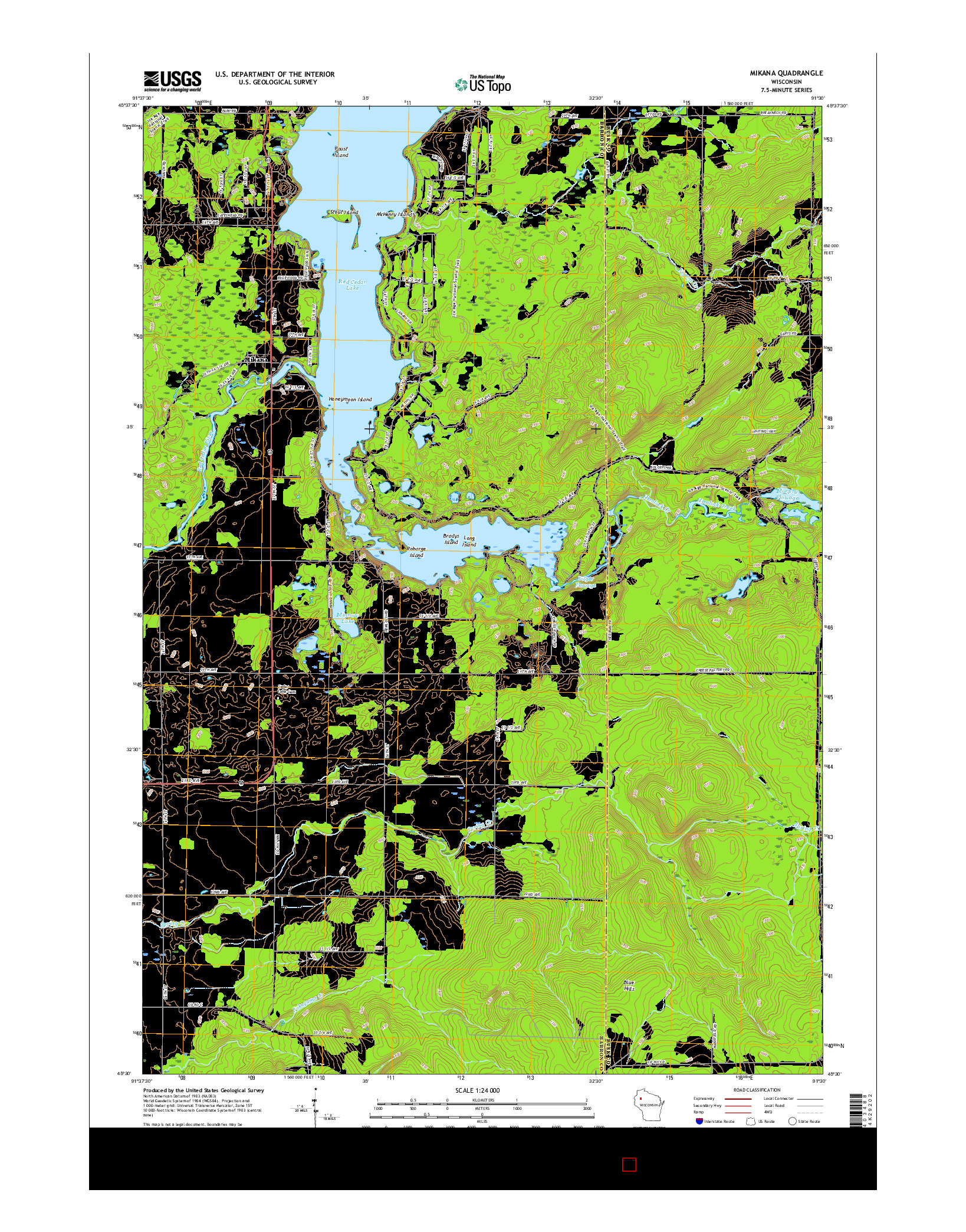 USGS US TOPO 7.5-MINUTE MAP FOR MIKANA, WI 2015