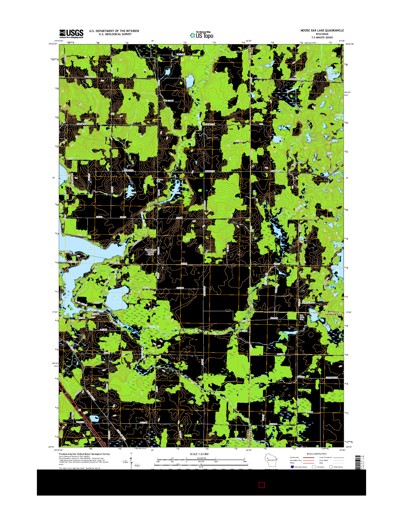 USGS US TOPO 7.5-MINUTE MAP FOR MOOSE EAR LAKE, WI 2015