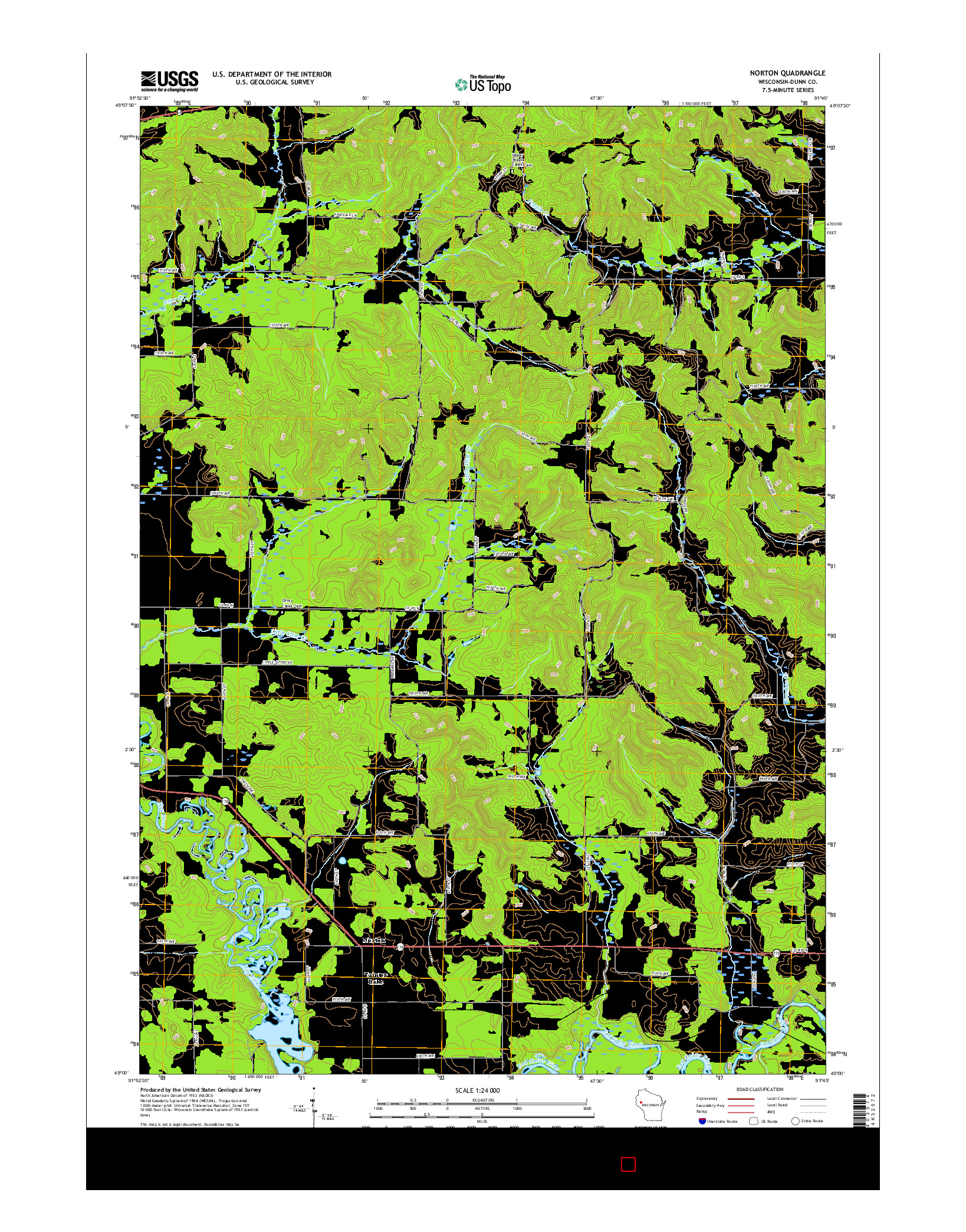 USGS US TOPO 7.5-MINUTE MAP FOR NORTON, WI 2015