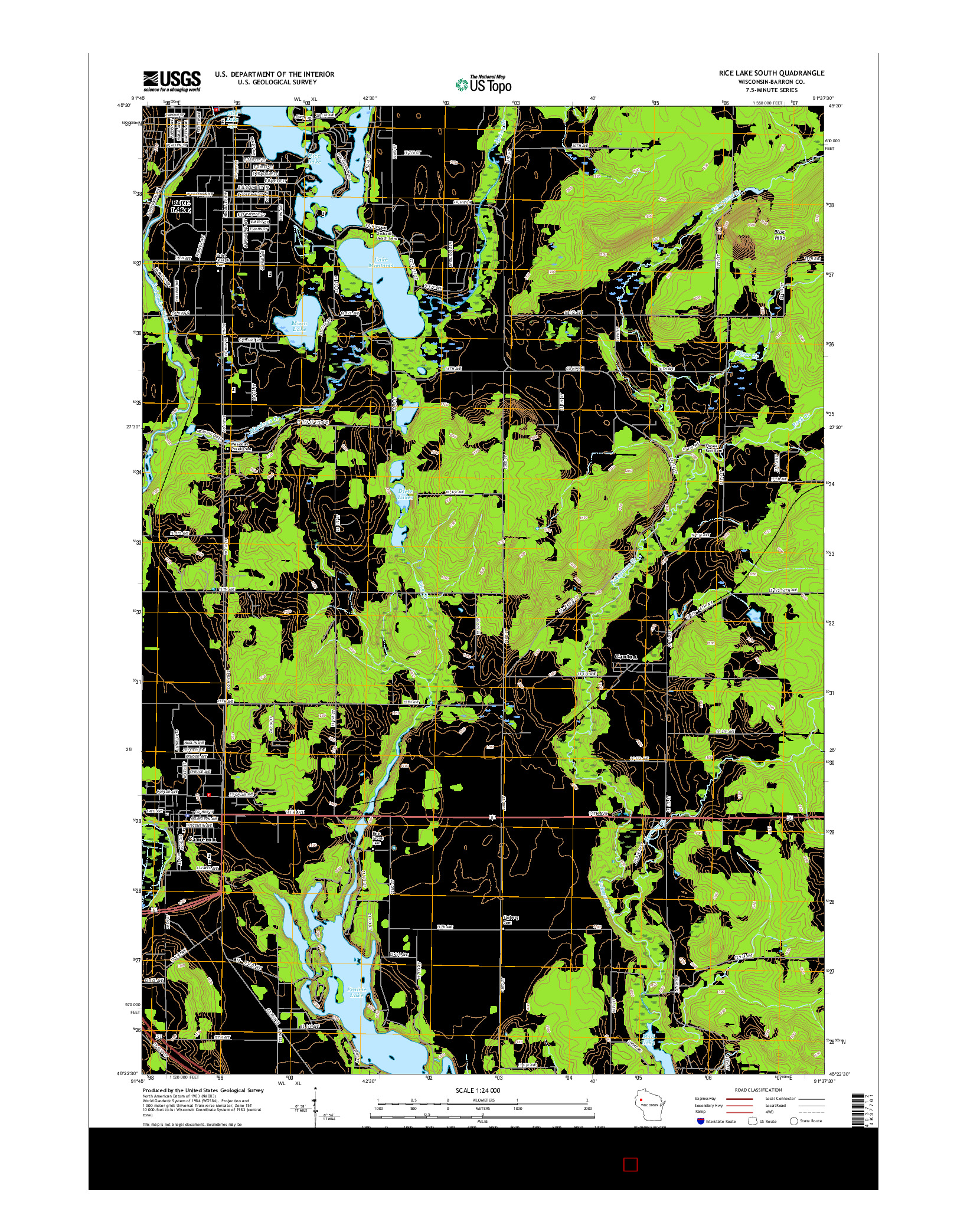 USGS US TOPO 7.5-MINUTE MAP FOR RICE LAKE SOUTH, WI 2015