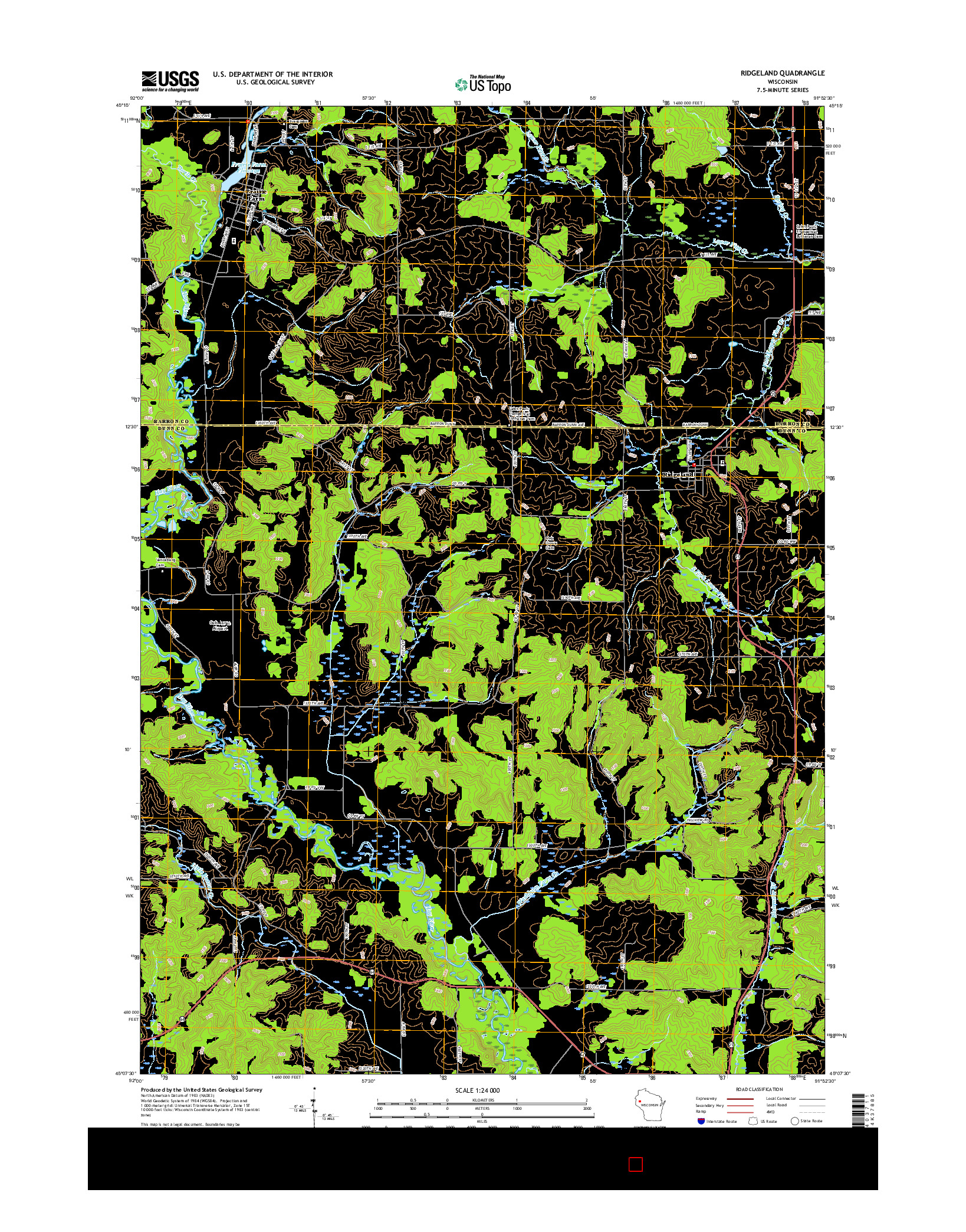 USGS US TOPO 7.5-MINUTE MAP FOR RIDGELAND, WI 2015