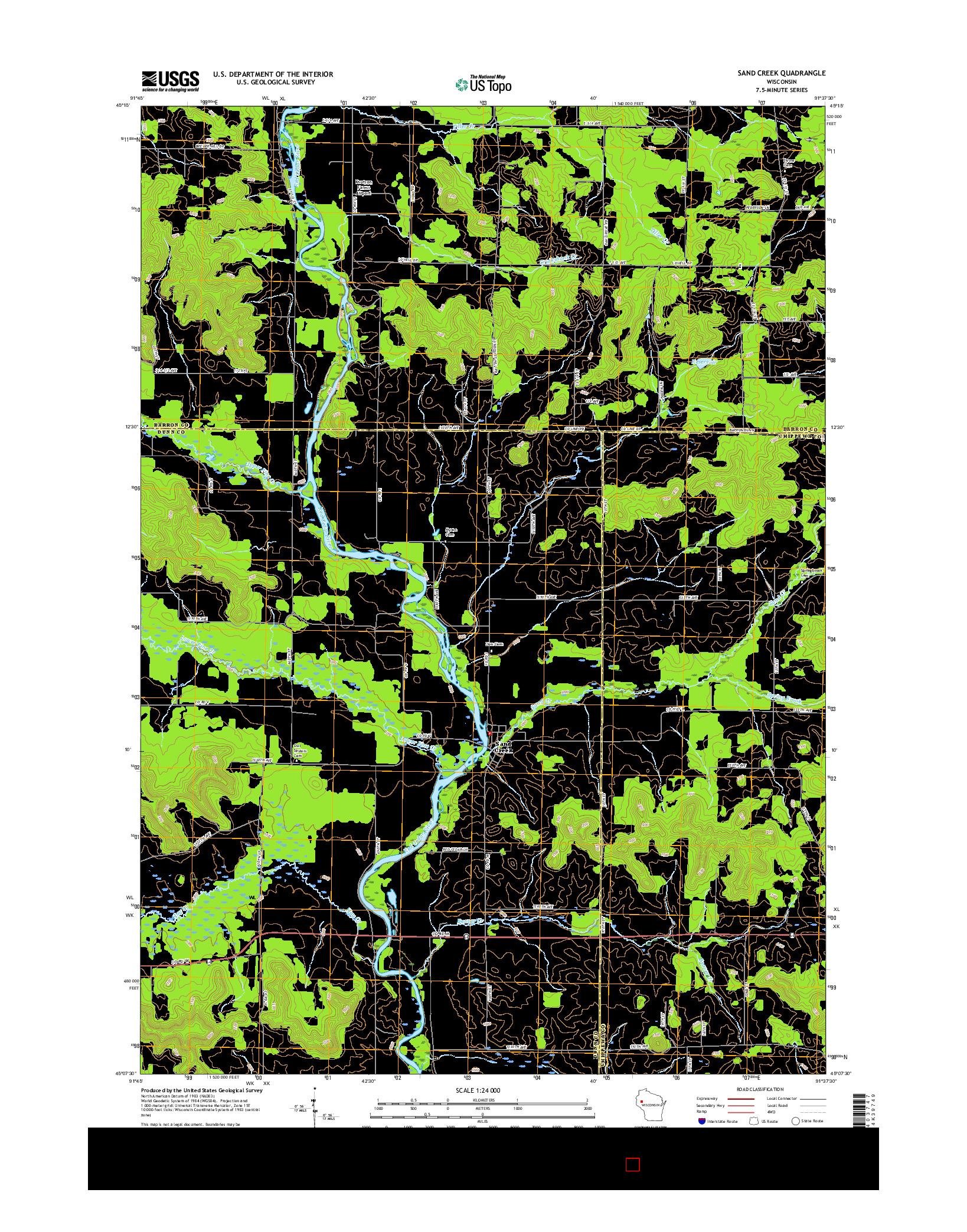 USGS US TOPO 7.5-MINUTE MAP FOR SAND CREEK, WI 2015