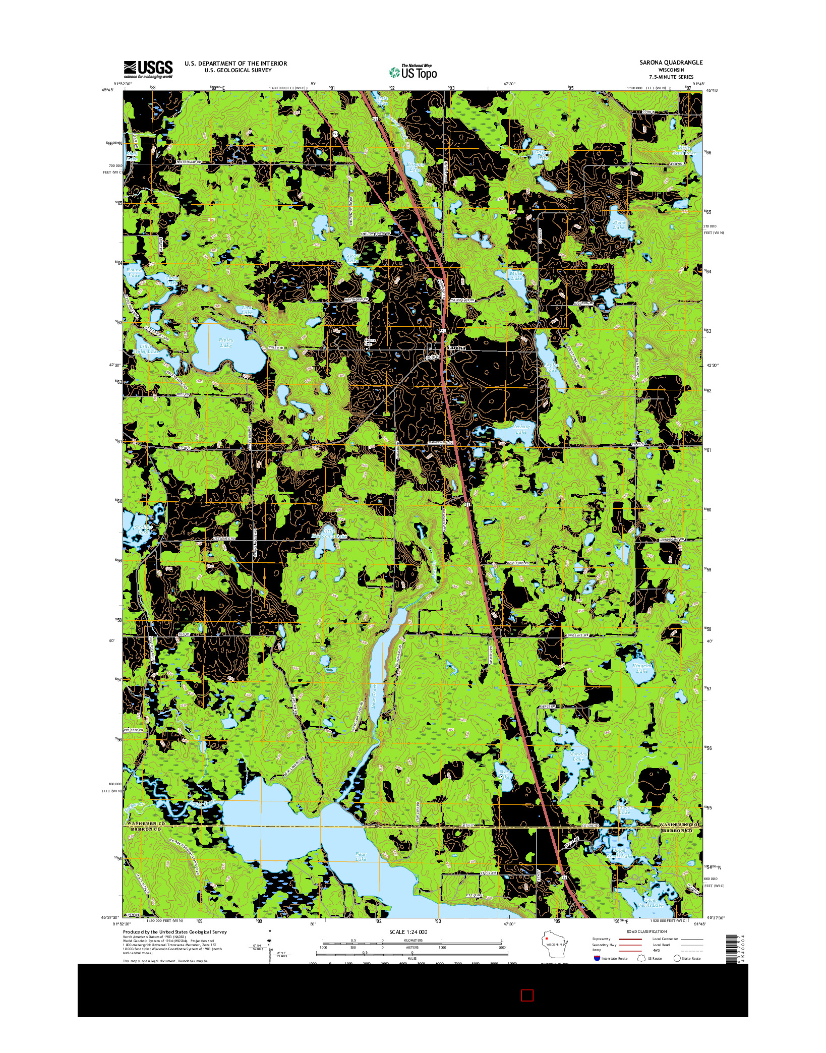 USGS US TOPO 7.5-MINUTE MAP FOR SARONA, WI 2015