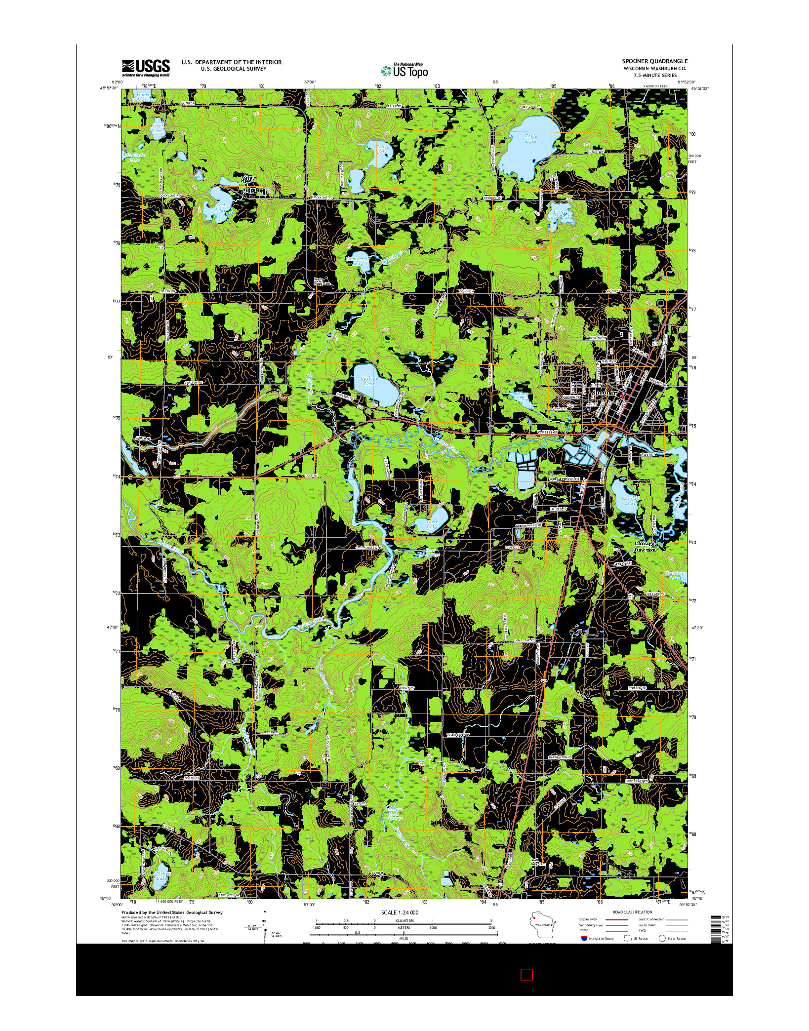 USGS US TOPO 7.5-MINUTE MAP FOR SPOONER, WI 2015
