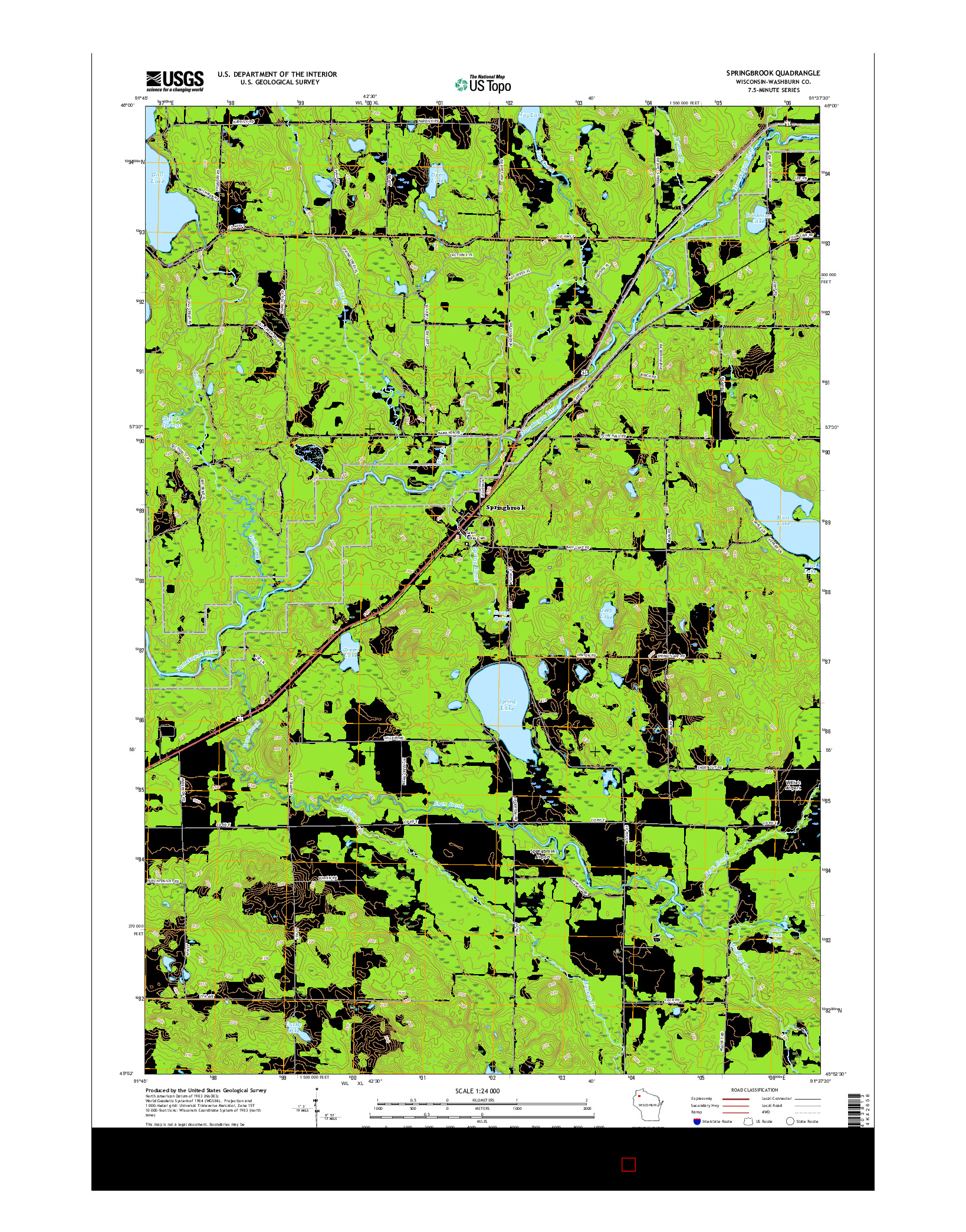 USGS US TOPO 7.5-MINUTE MAP FOR SPRINGBROOK, WI 2015