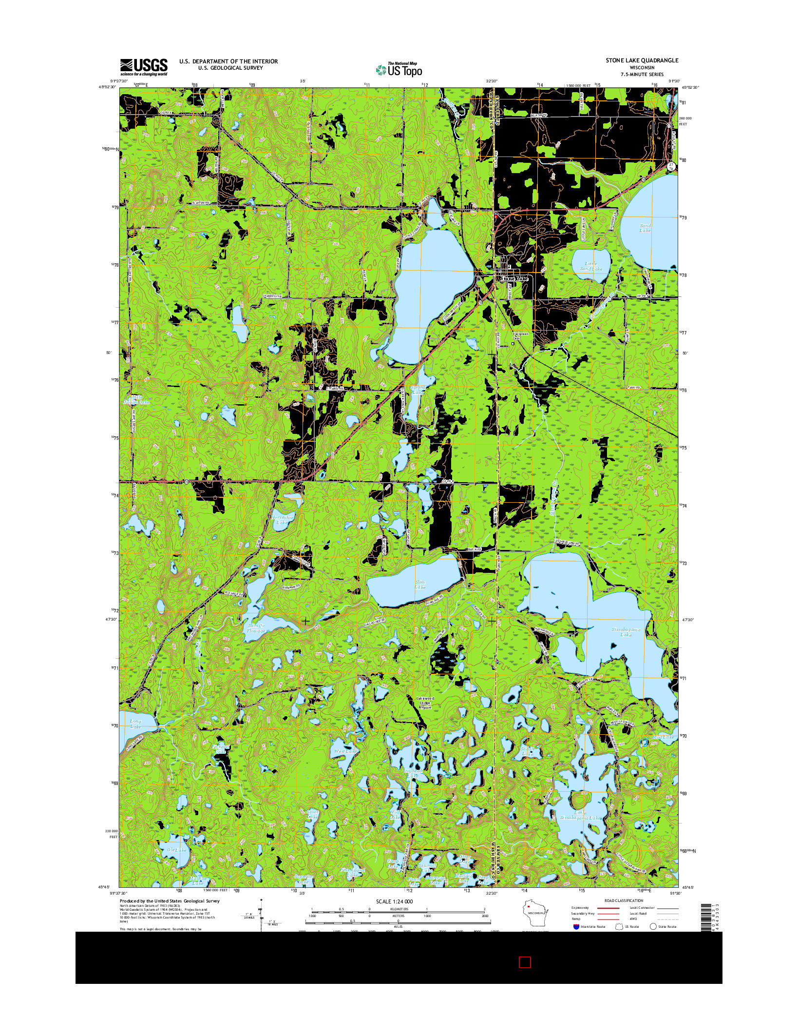 USGS US TOPO 7.5-MINUTE MAP FOR STONE LAKE, WI 2015
