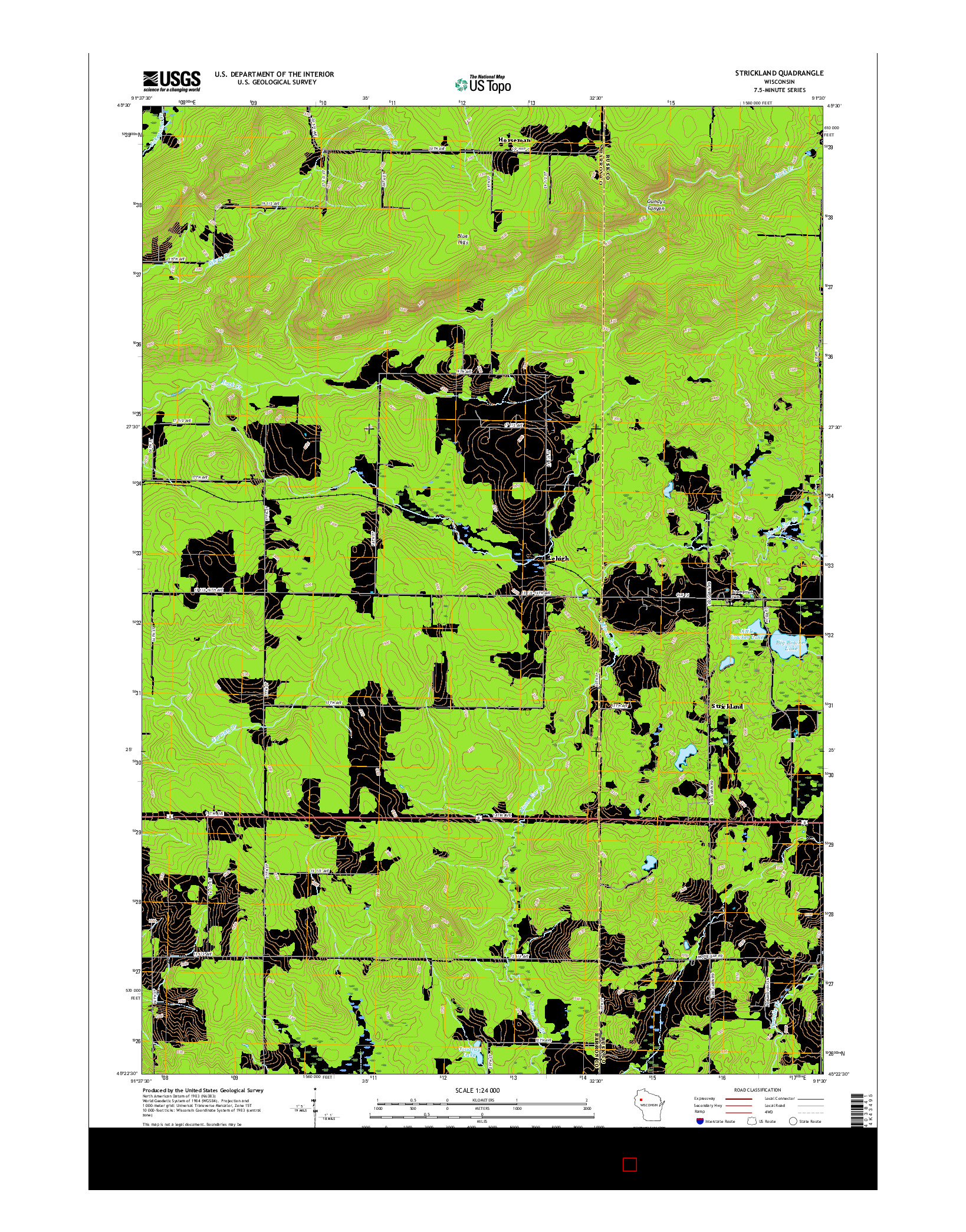 USGS US TOPO 7.5-MINUTE MAP FOR STRICKLAND, WI 2015