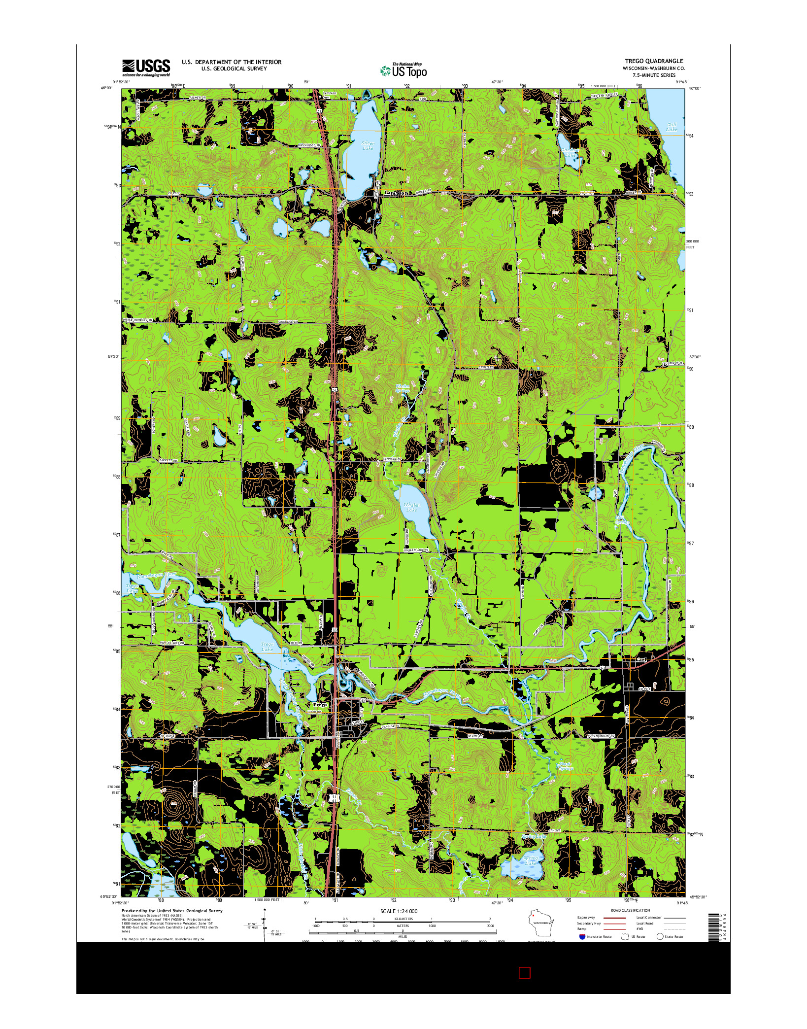USGS US TOPO 7.5-MINUTE MAP FOR TREGO, WI 2015