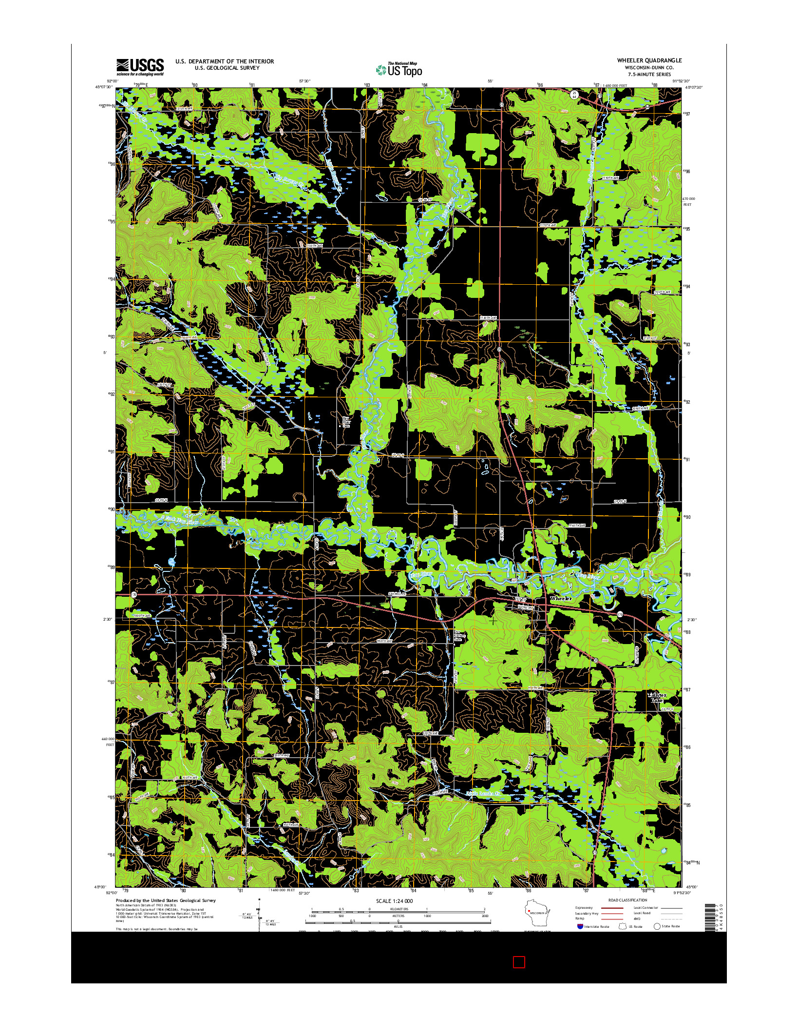 USGS US TOPO 7.5-MINUTE MAP FOR WHEELER, WI 2015