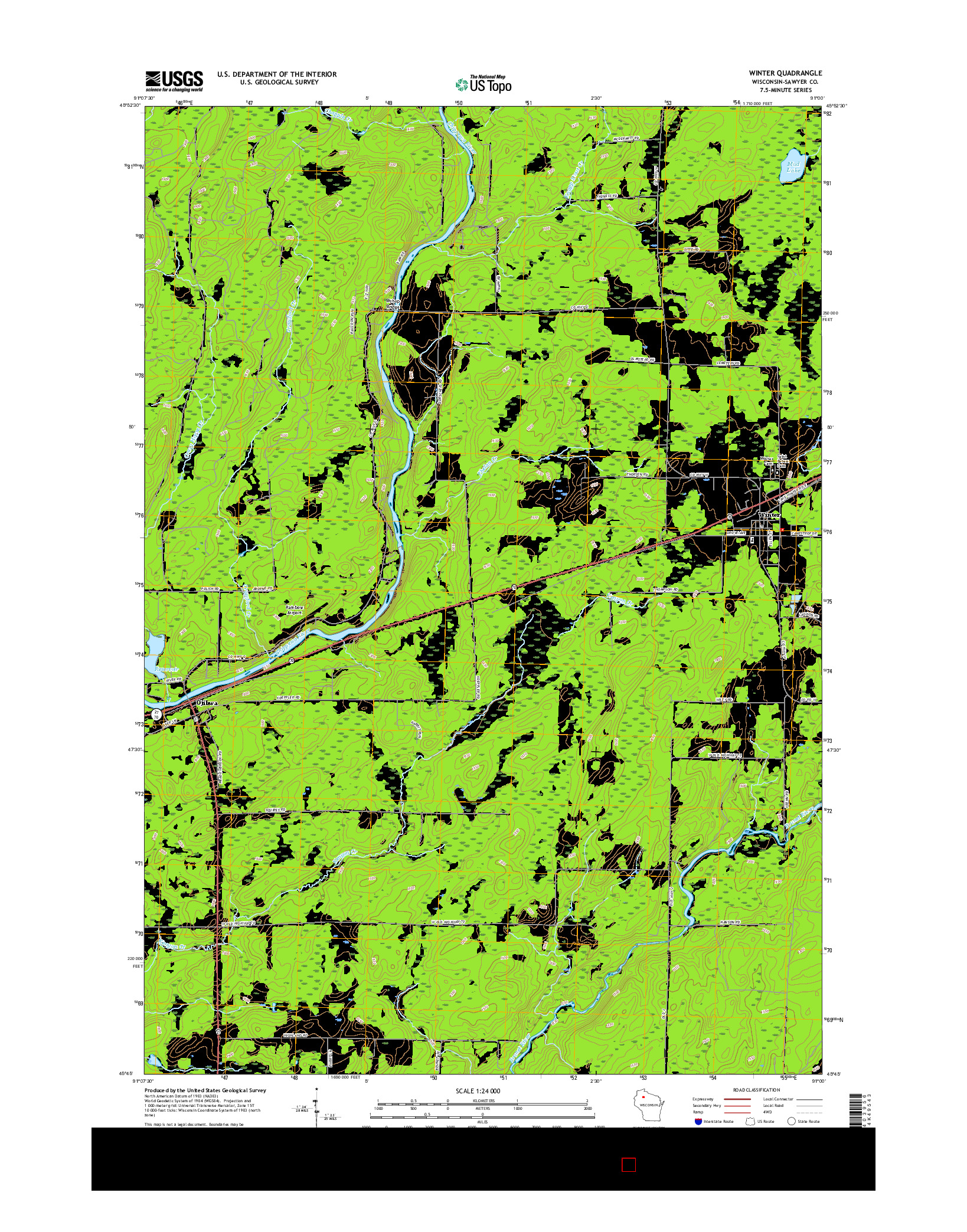 USGS US TOPO 7.5-MINUTE MAP FOR WINTER, WI 2015