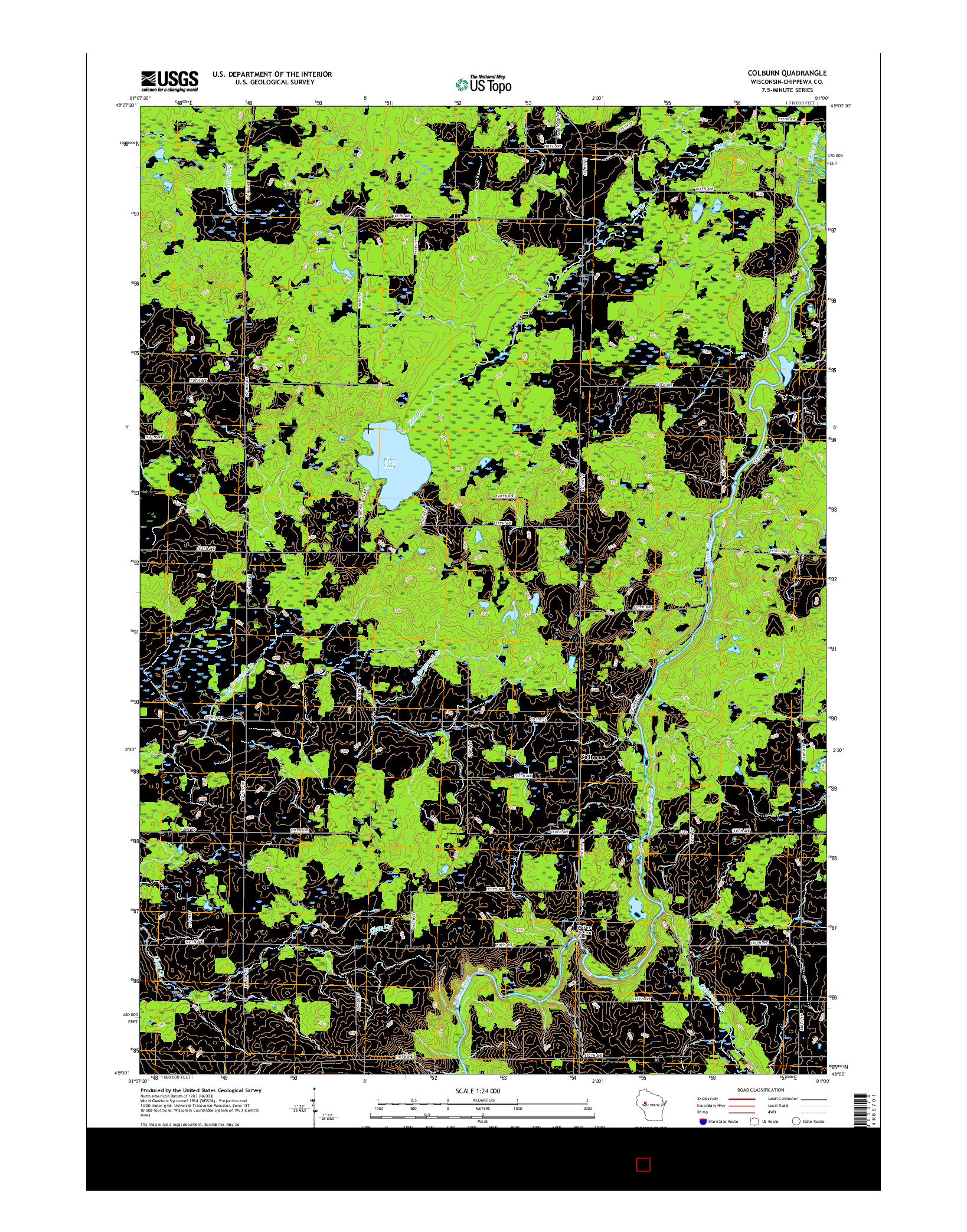USGS US TOPO 7.5-MINUTE MAP FOR COLBURN, WI 2015
