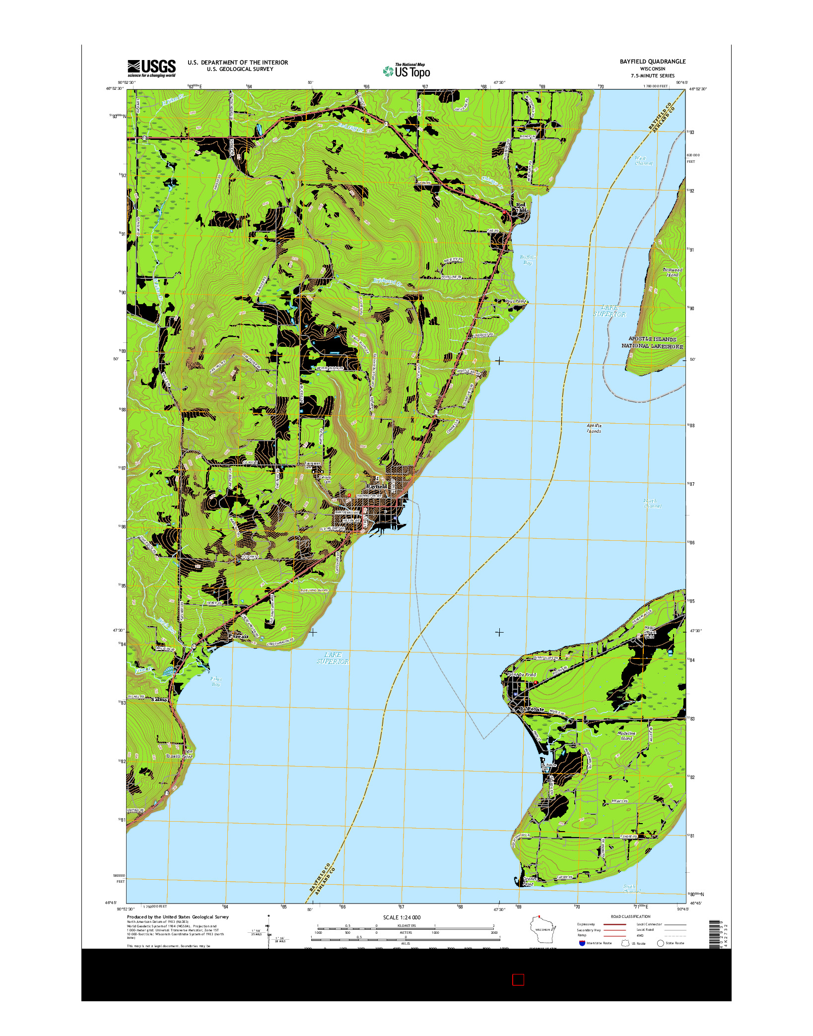 USGS US TOPO 7.5-MINUTE MAP FOR BAYFIELD, WI 2015