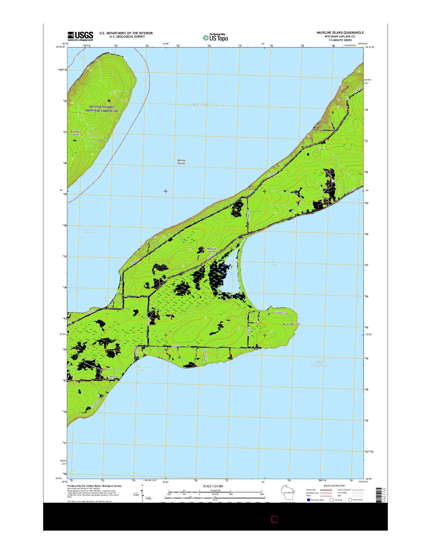 USGS US TOPO 7.5-MINUTE MAP FOR MADELINE ISLAND, WI 2015