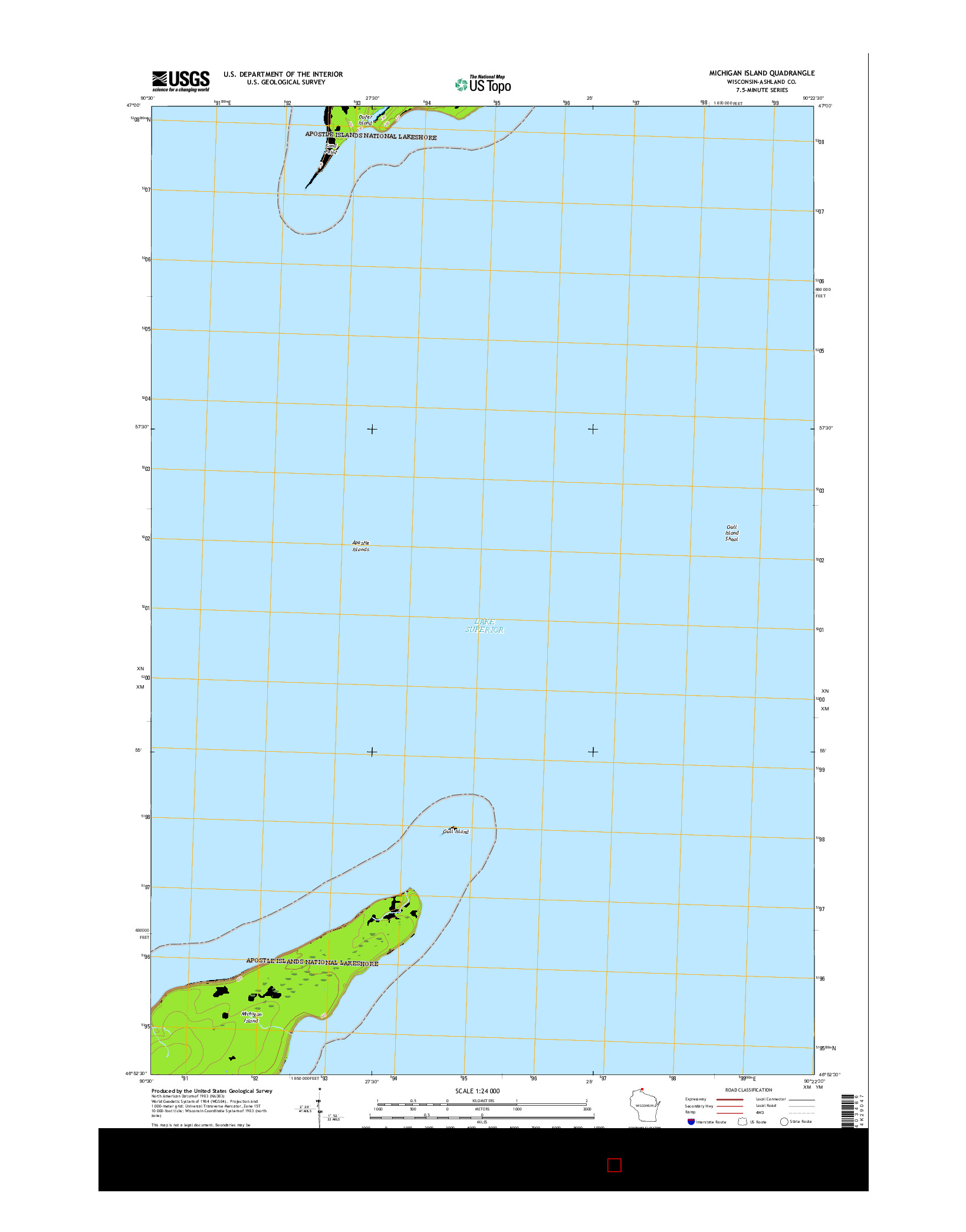 USGS US TOPO 7.5-MINUTE MAP FOR MICHIGAN ISLAND, WI 2015