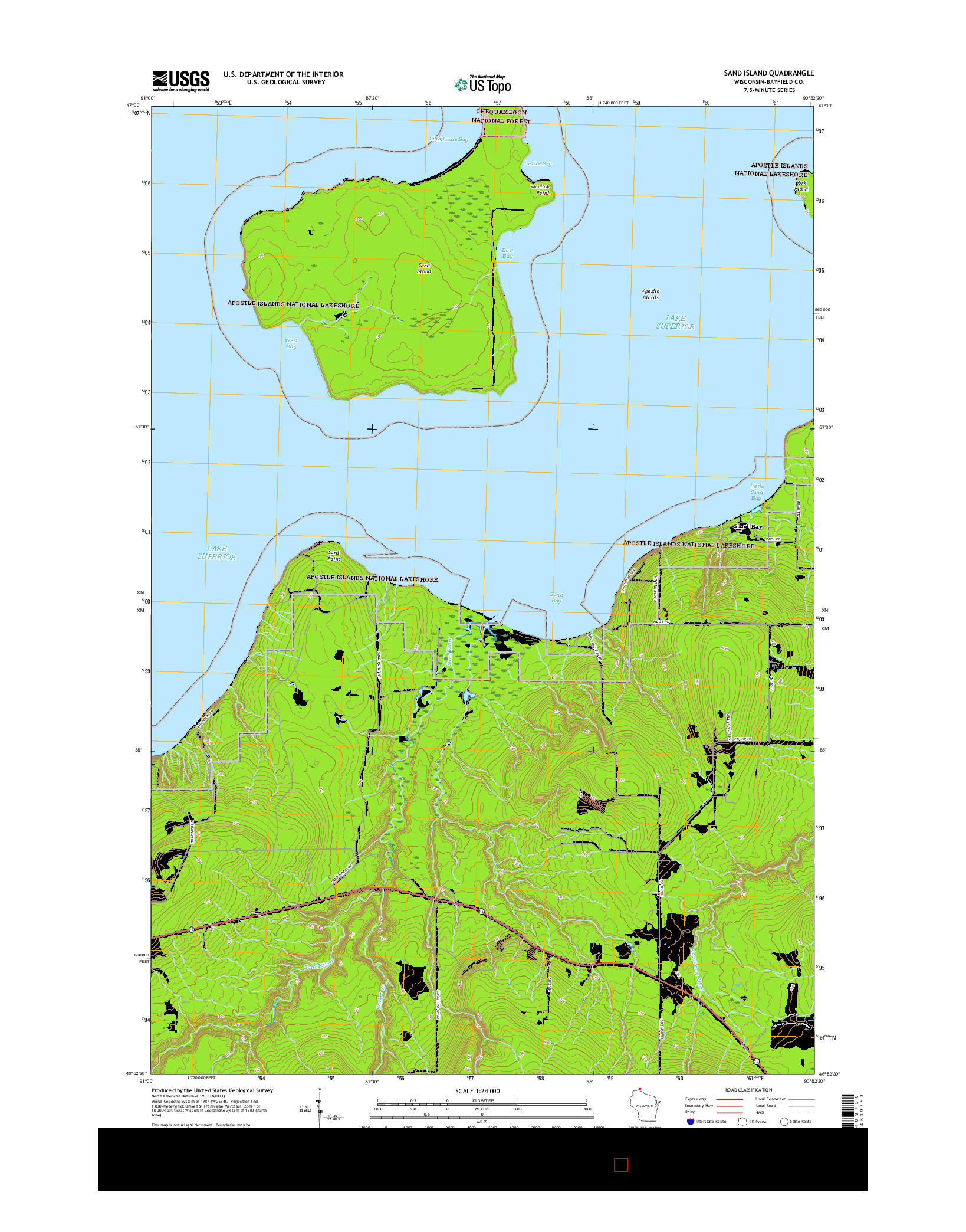 USGS US TOPO 7.5-MINUTE MAP FOR SAND ISLAND, WI 2015