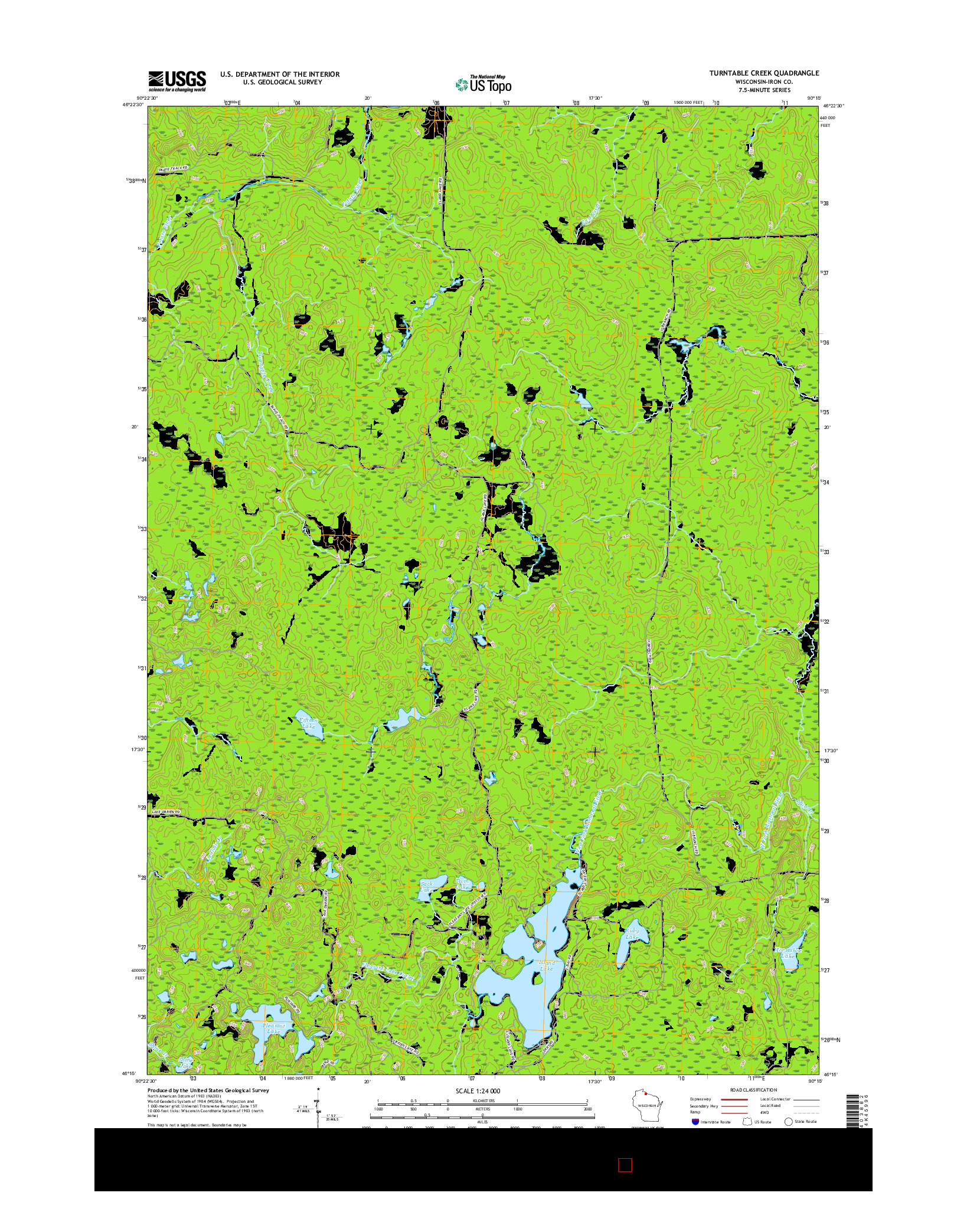 USGS US TOPO 7.5-MINUTE MAP FOR TURNTABLE CREEK, WI 2015