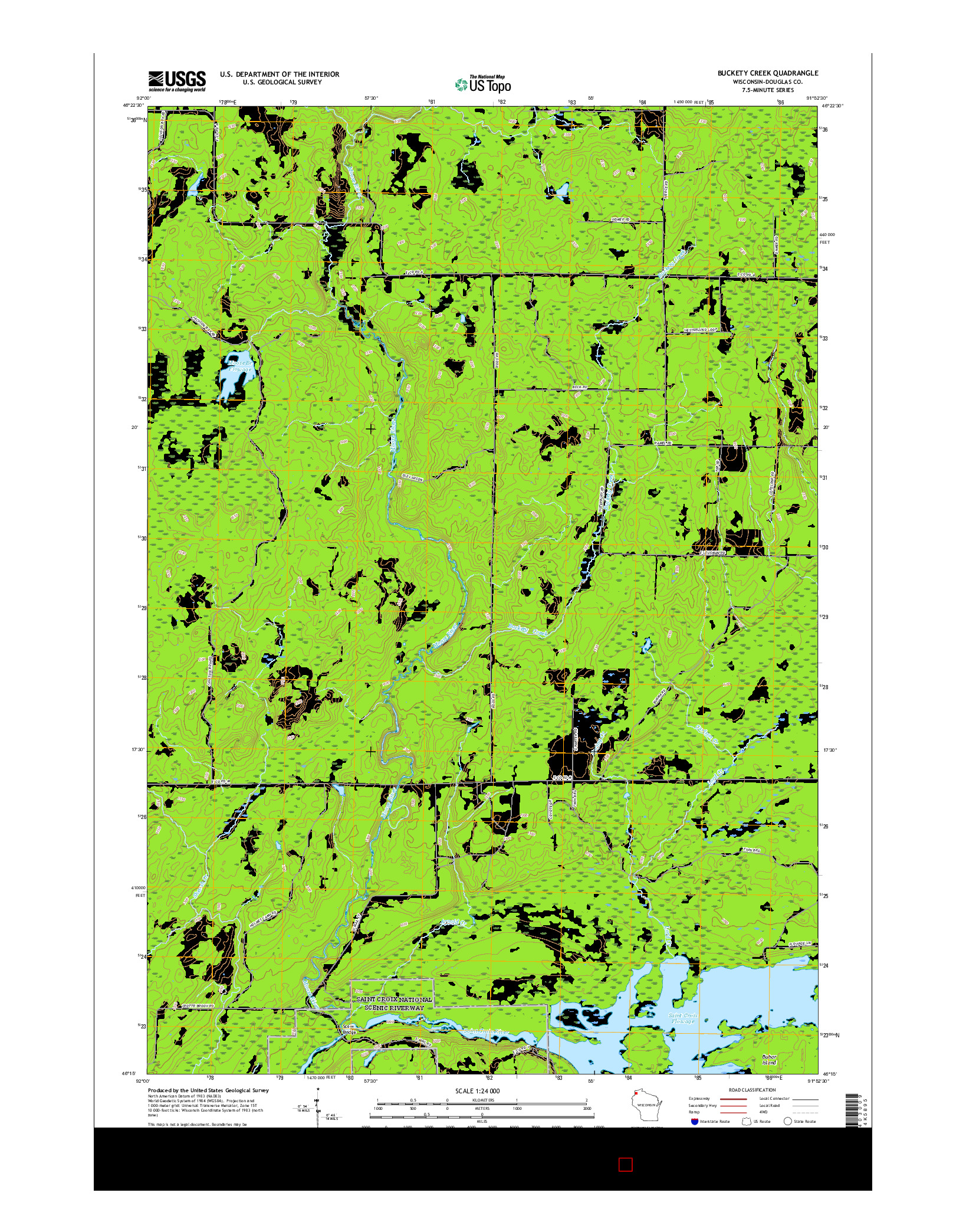 USGS US TOPO 7.5-MINUTE MAP FOR BUCKETY CREEK, WI 2015