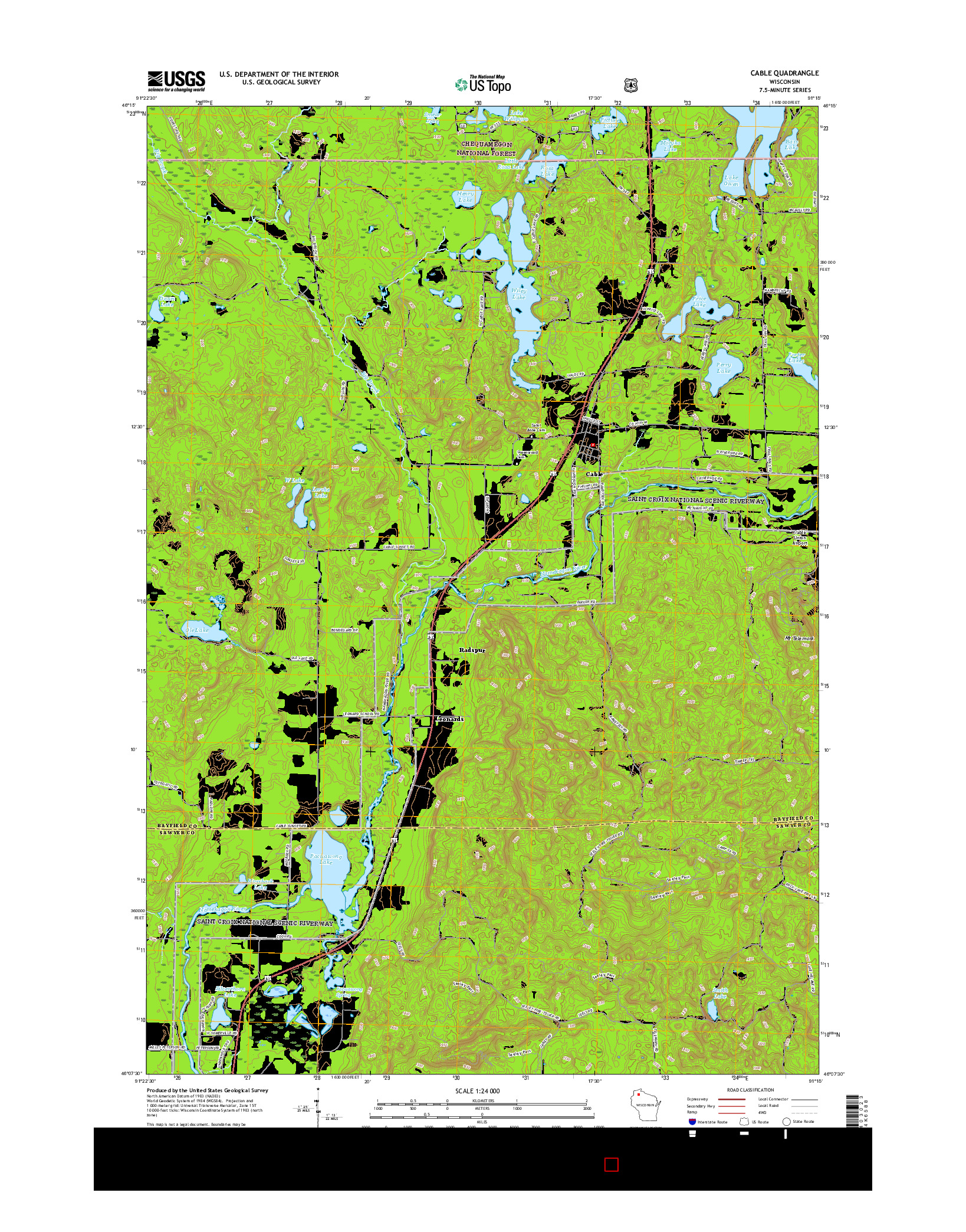 USGS US TOPO 7.5-MINUTE MAP FOR CABLE, WI 2015