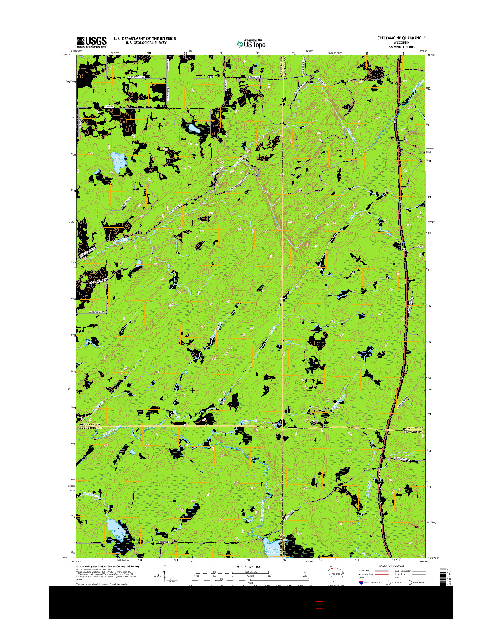 USGS US TOPO 7.5-MINUTE MAP FOR CHITTAMO NE, WI 2015