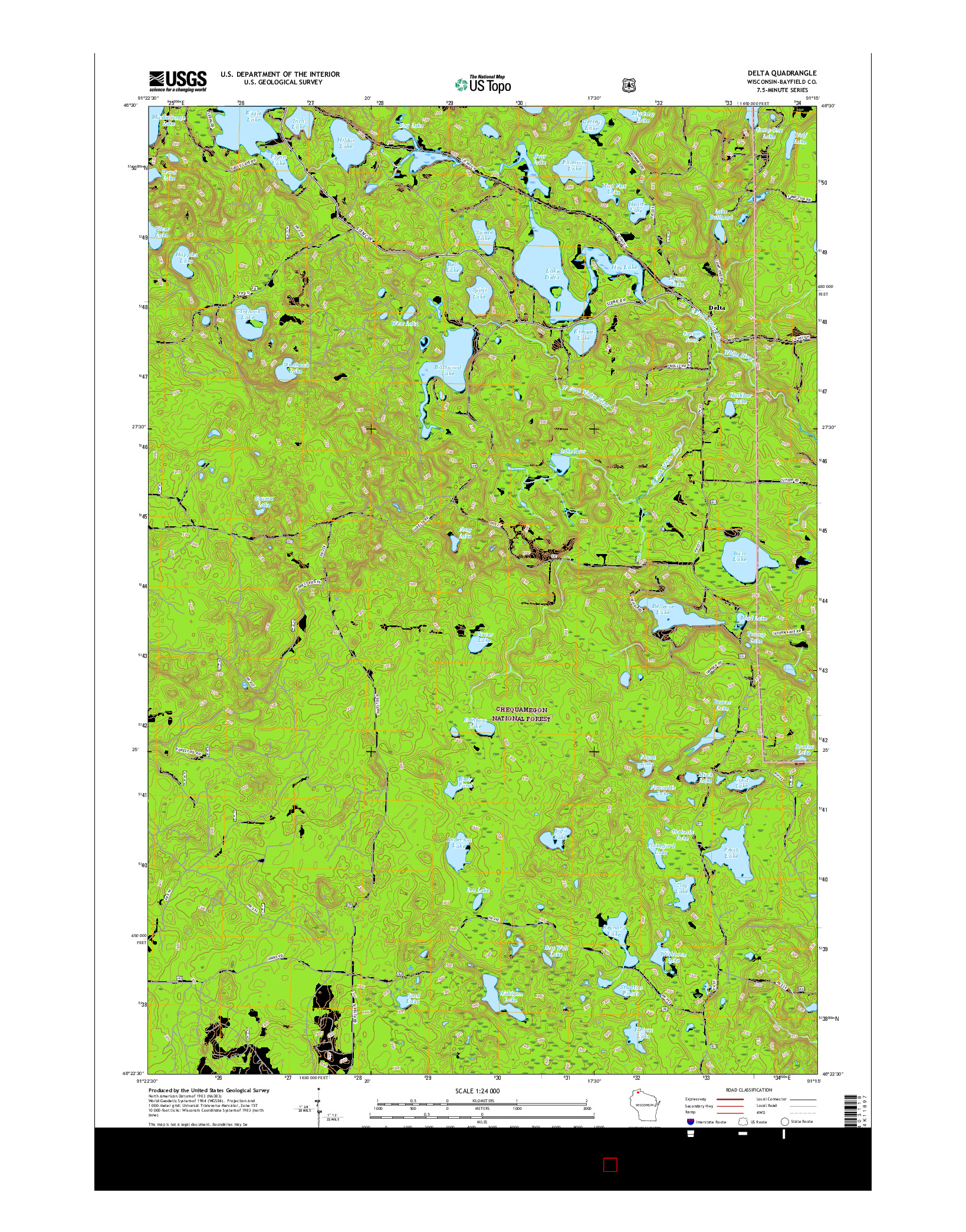 USGS US TOPO 7.5-MINUTE MAP FOR DELTA, WI 2015