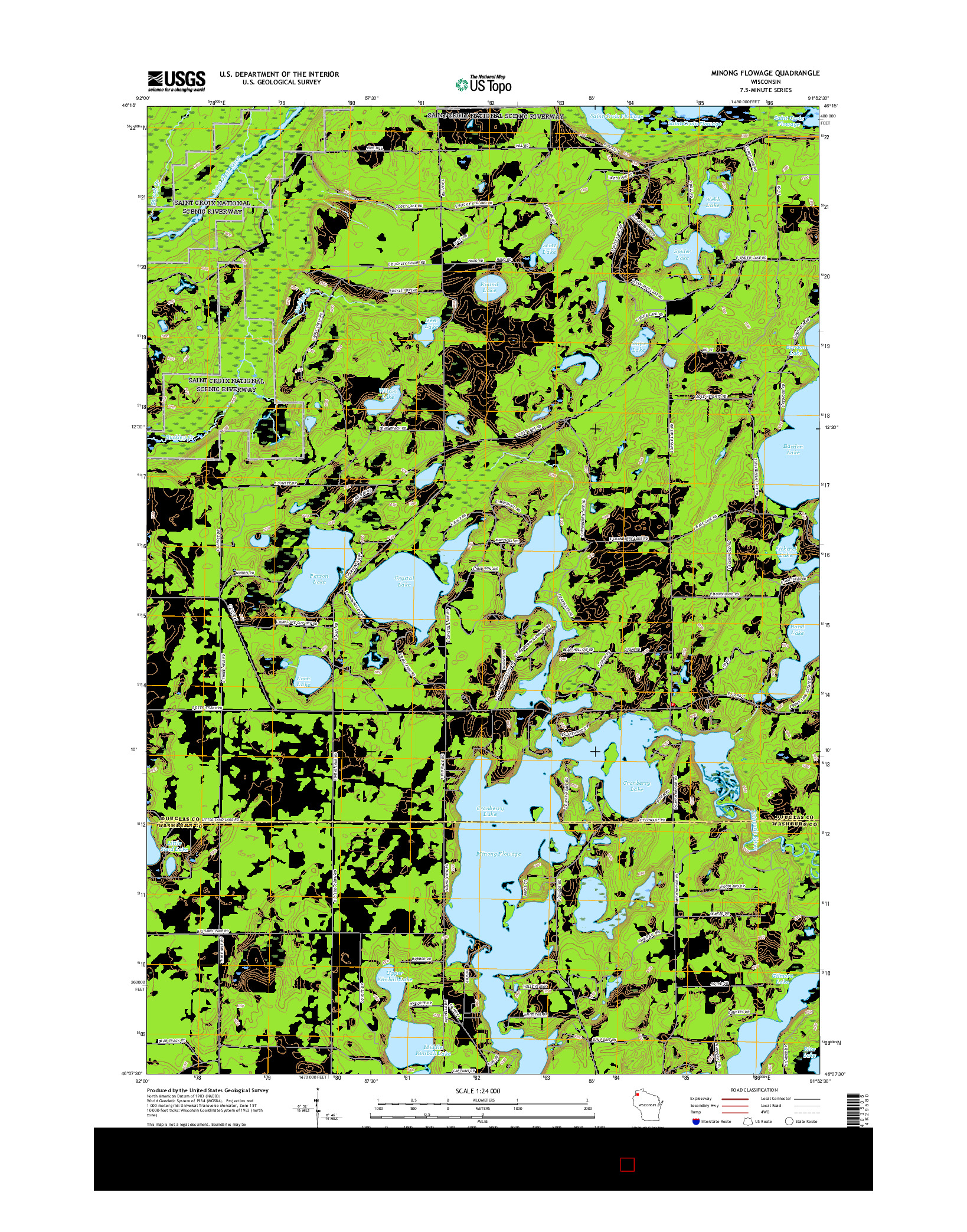 USGS US TOPO 7.5-MINUTE MAP FOR MINONG FLOWAGE, WI 2015