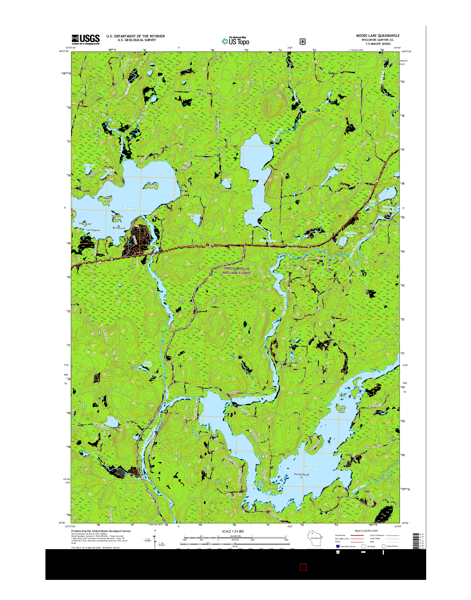 USGS US TOPO 7.5-MINUTE MAP FOR MOOSE LAKE, WI 2015