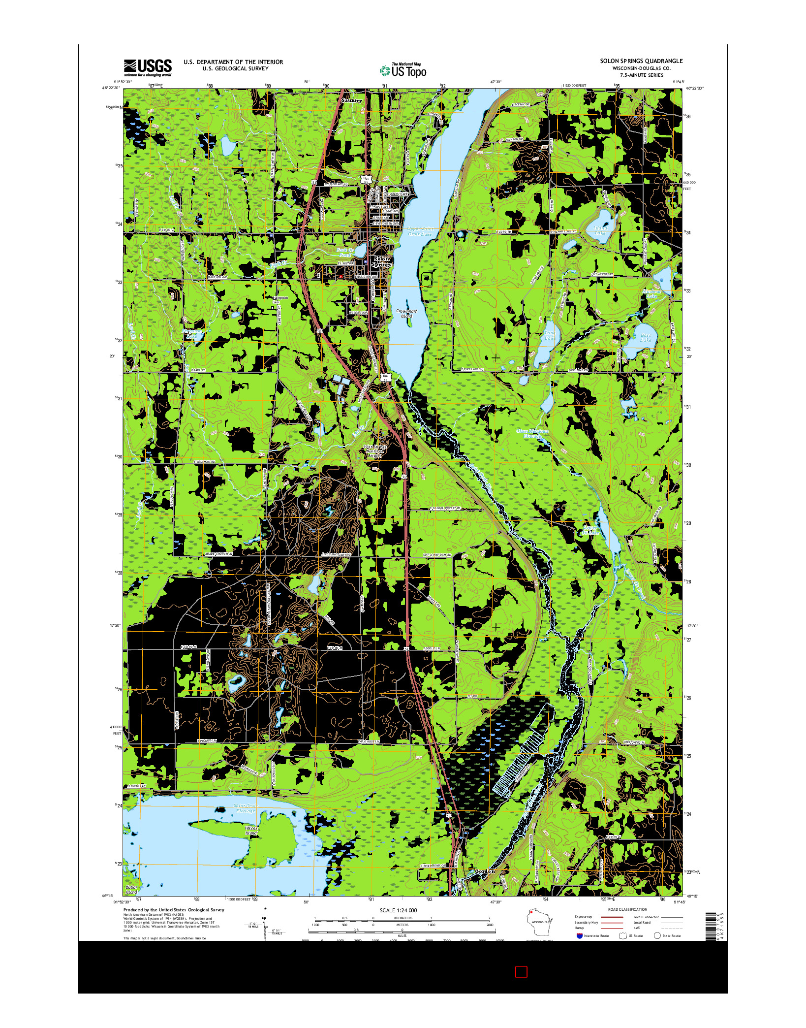 USGS US TOPO 7.5-MINUTE MAP FOR SOLON SPRINGS, WI 2015
