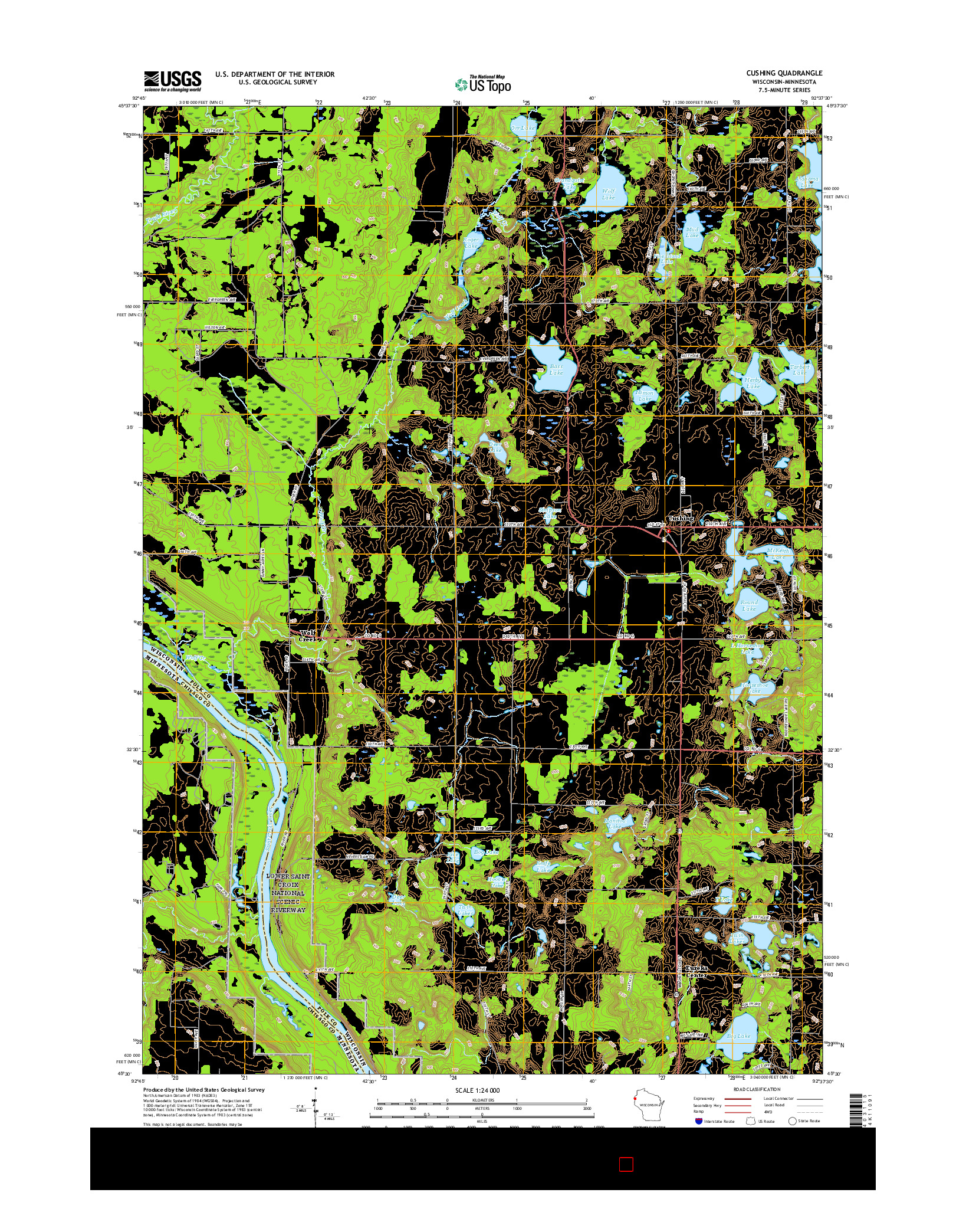 USGS US TOPO 7.5-MINUTE MAP FOR CUSHING, WI-MN 2015