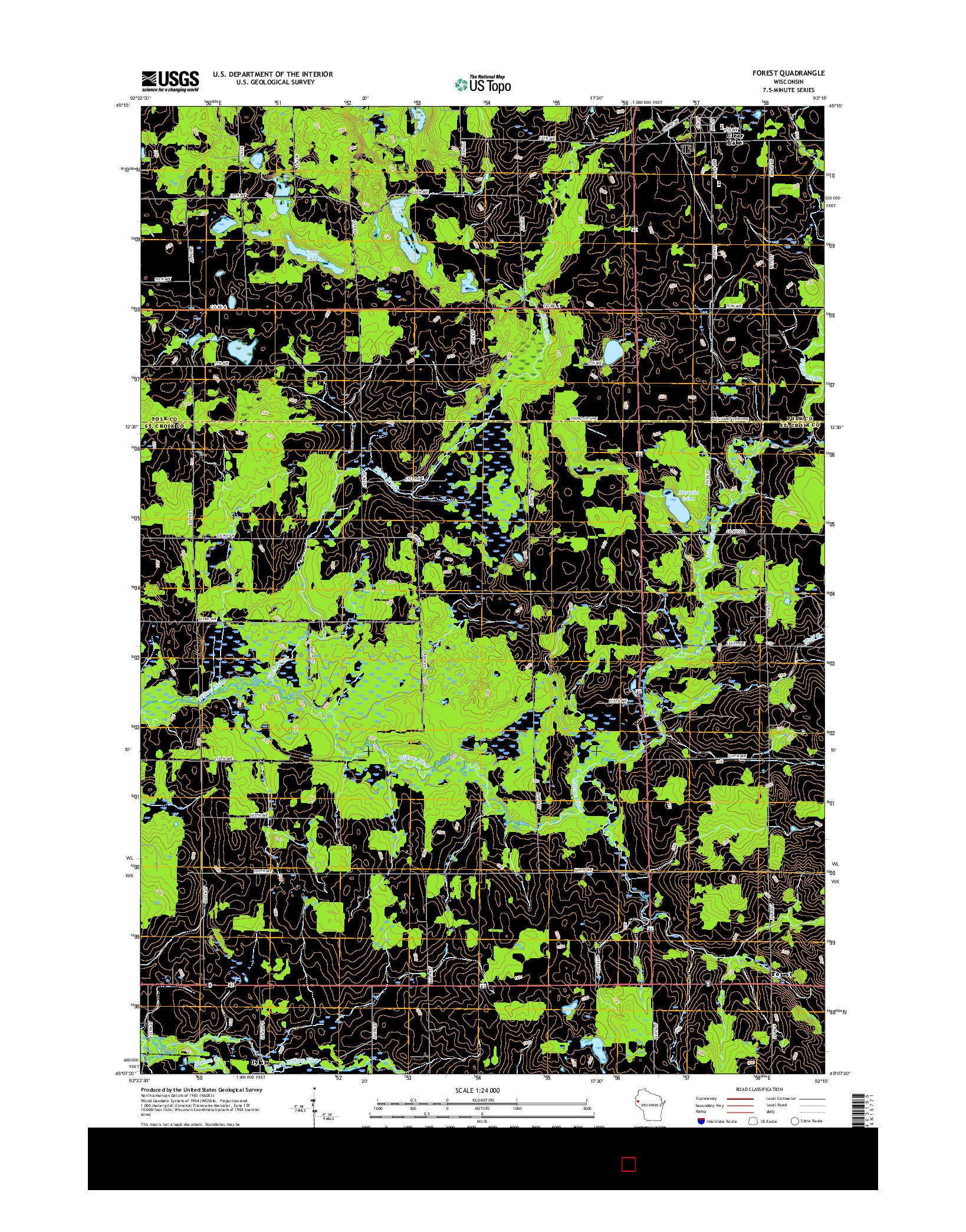 USGS US TOPO 7.5-MINUTE MAP FOR FOREST, WI 2015