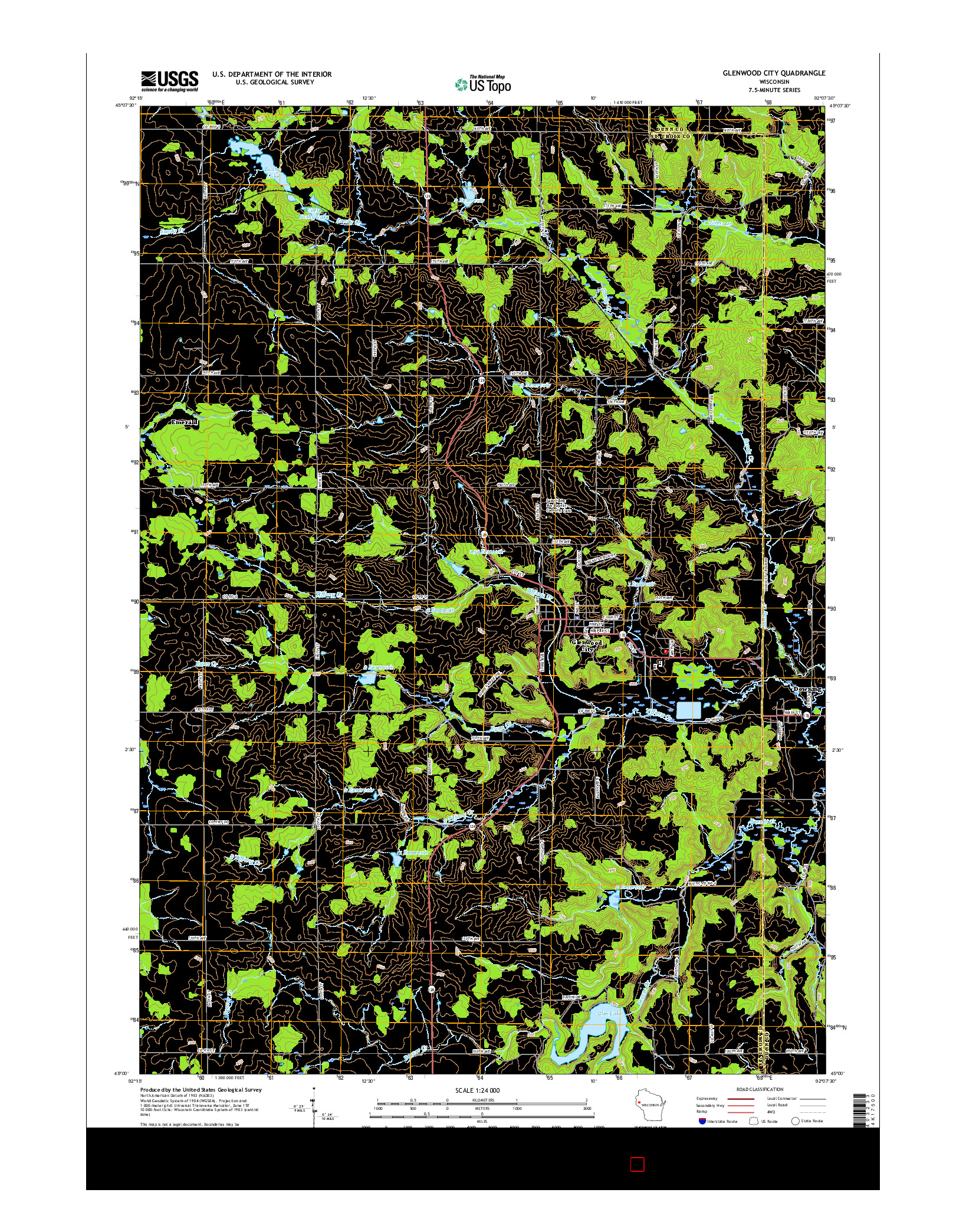 USGS US TOPO 7.5-MINUTE MAP FOR GLENWOOD CITY, WI 2015