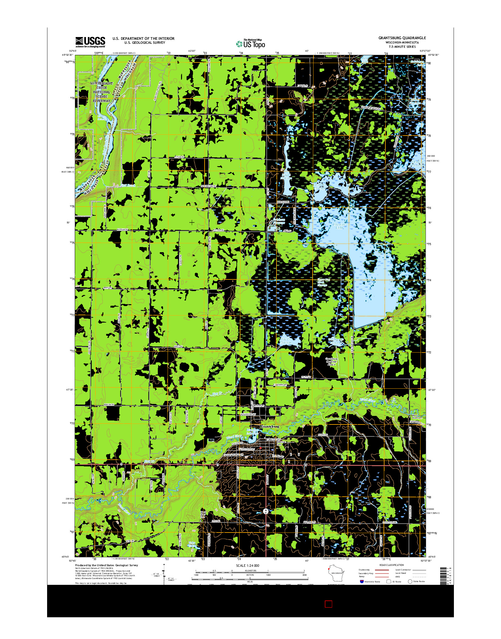 USGS US TOPO 7.5-MINUTE MAP FOR GRANTSBURG, WI-MN 2015