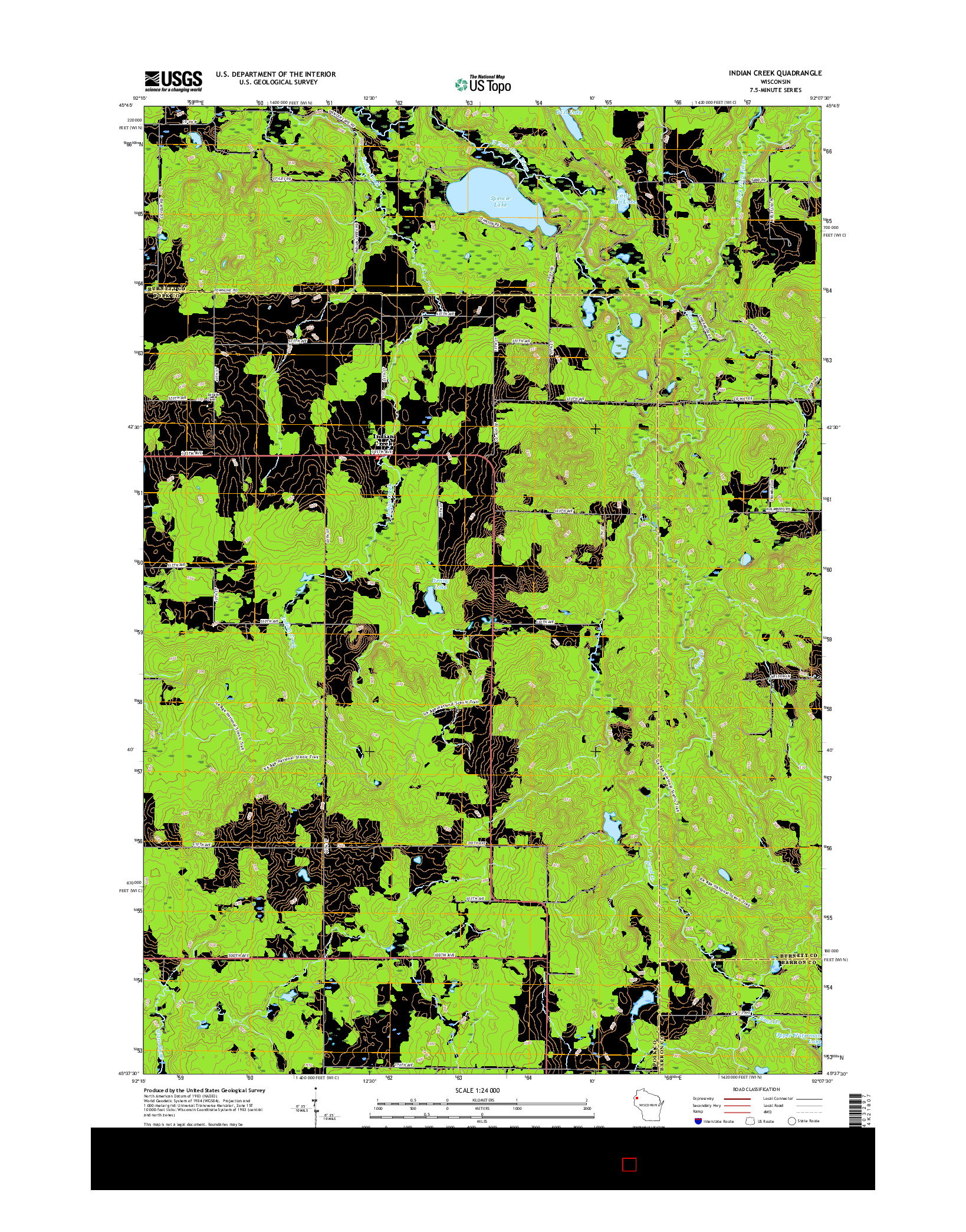 USGS US TOPO 7.5-MINUTE MAP FOR INDIAN CREEK, WI 2015
