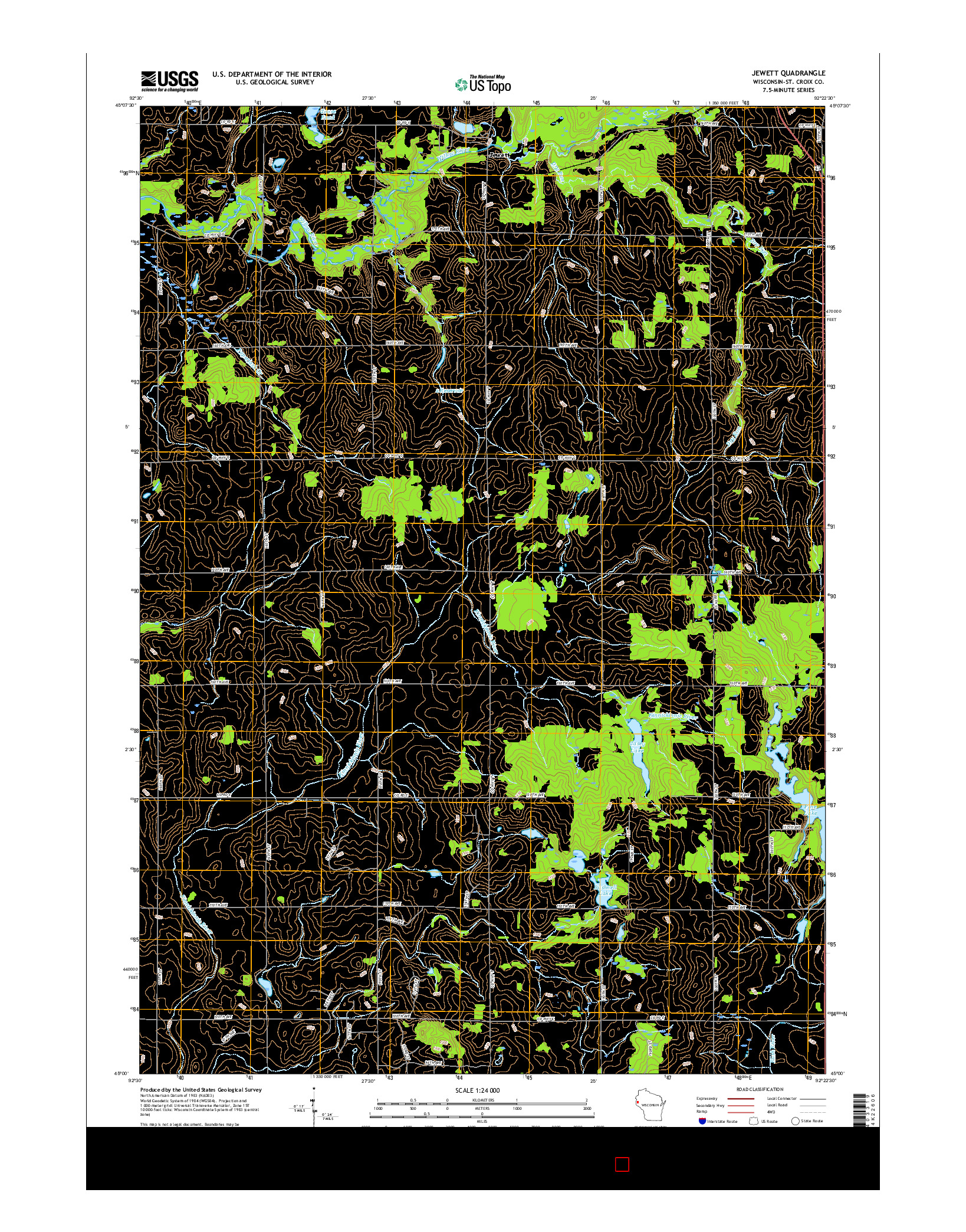 USGS US TOPO 7.5-MINUTE MAP FOR JEWETT, WI 2015