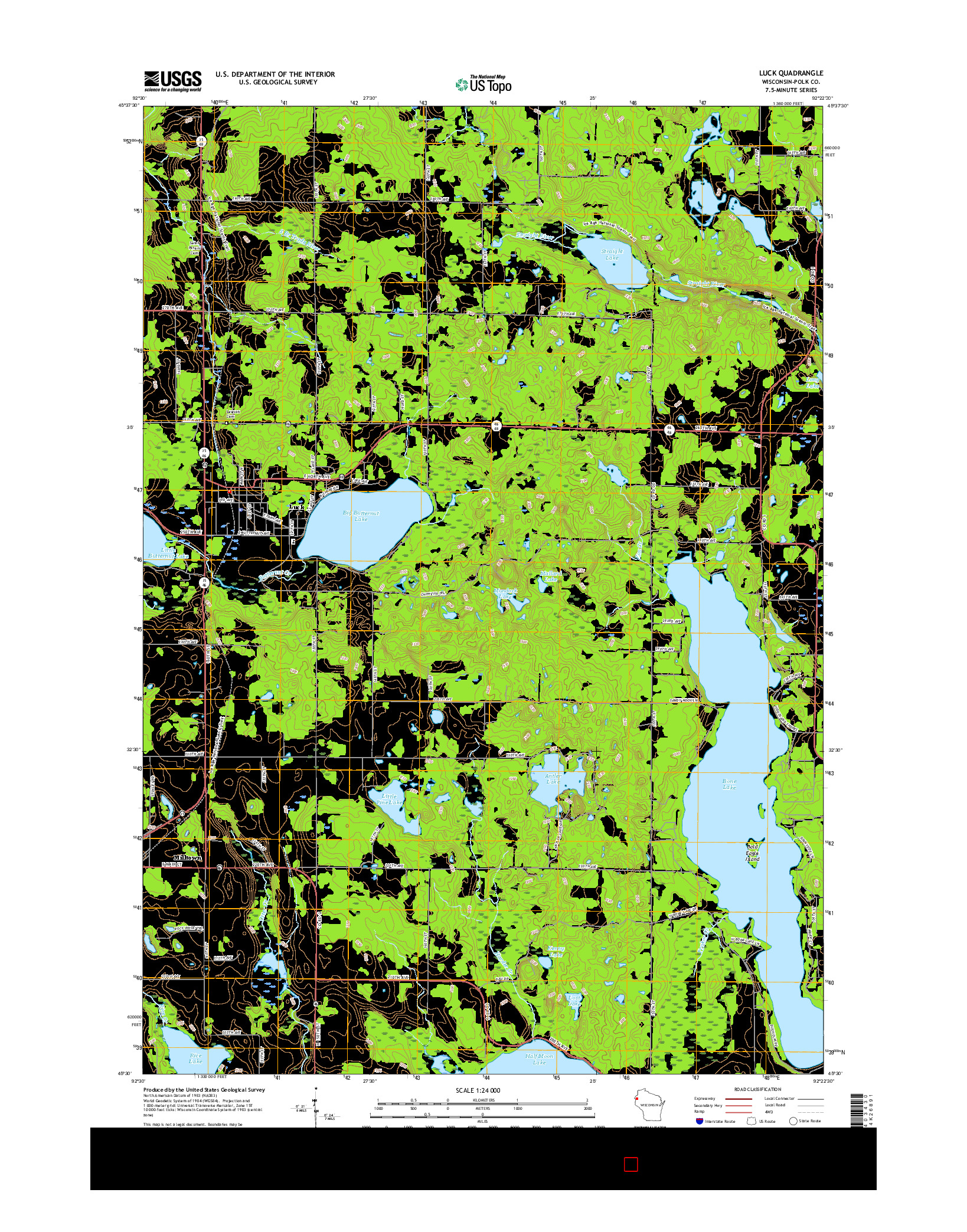 USGS US TOPO 7.5-MINUTE MAP FOR LUCK, WI 2015