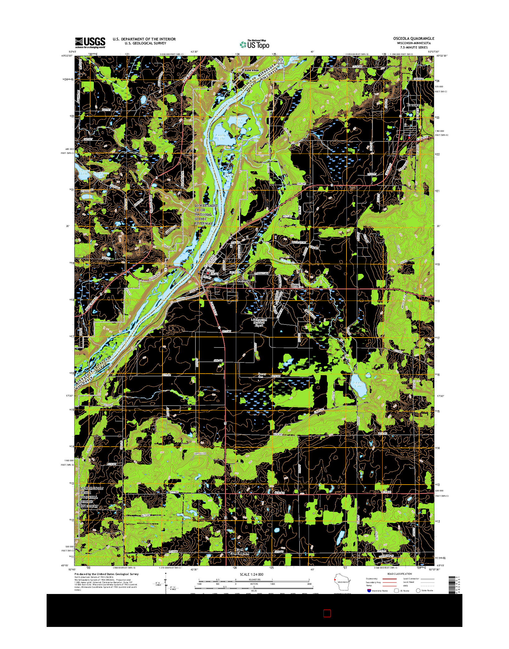 USGS US TOPO 7.5-MINUTE MAP FOR OSCEOLA, WI-MN 2015