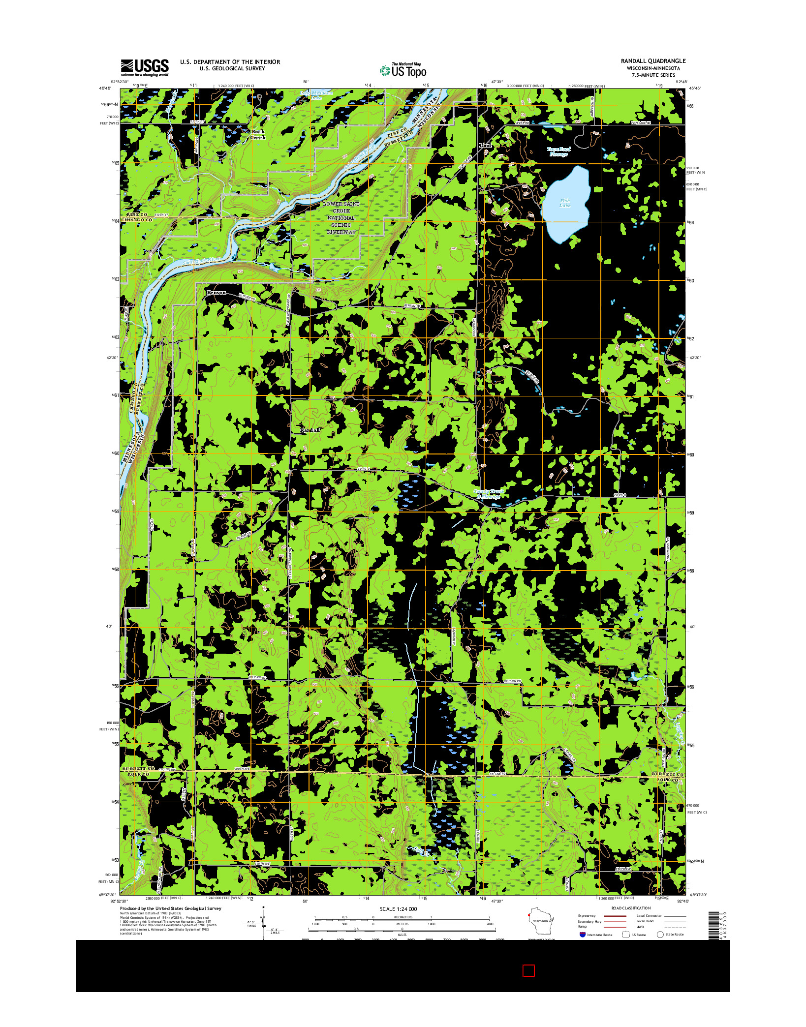 USGS US TOPO 7.5-MINUTE MAP FOR RANDALL, WI-MN 2015