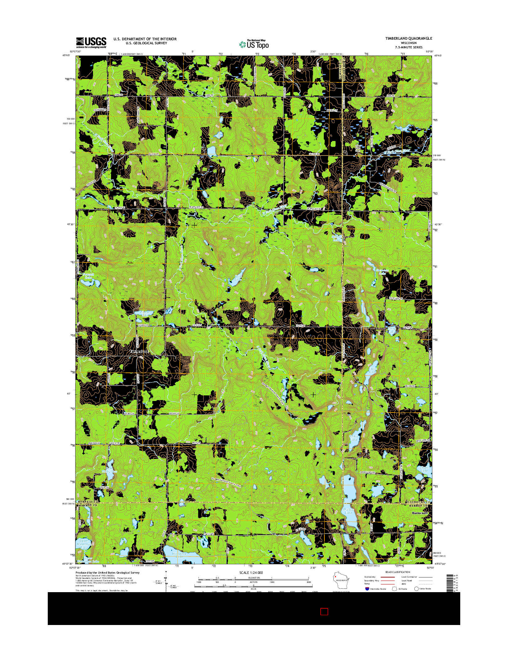USGS US TOPO 7.5-MINUTE MAP FOR TIMBERLAND, WI 2015