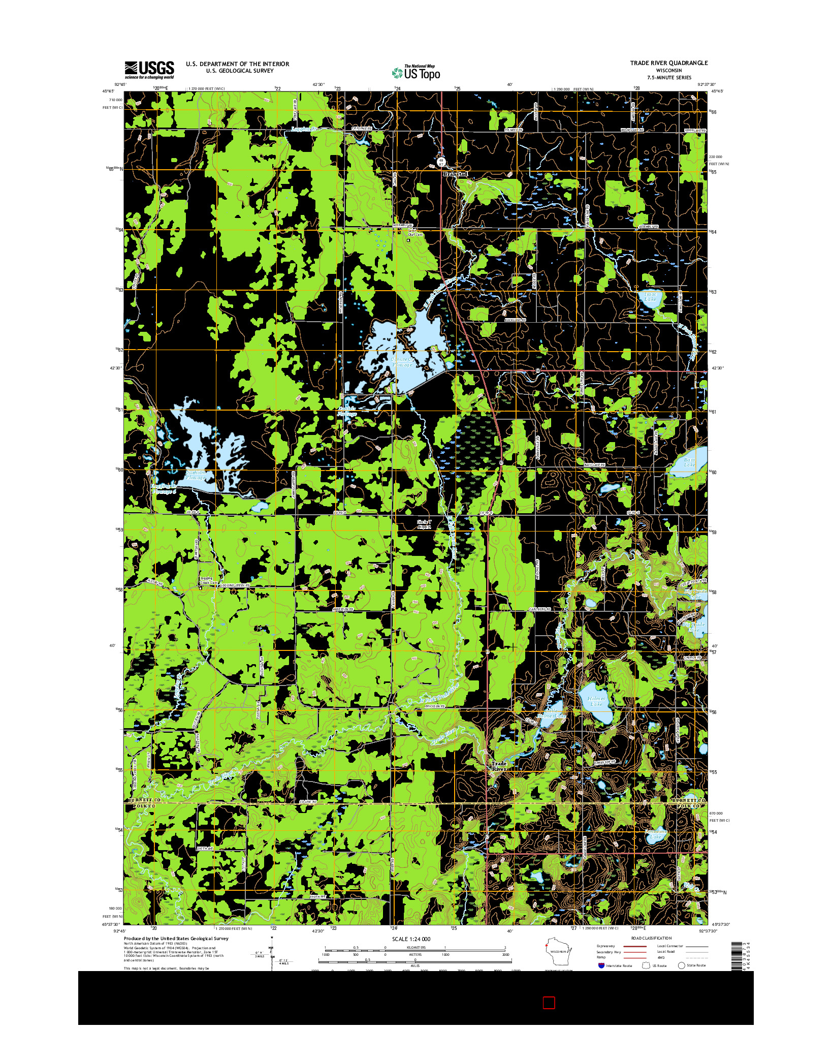 USGS US TOPO 7.5-MINUTE MAP FOR TRADE RIVER, WI 2015