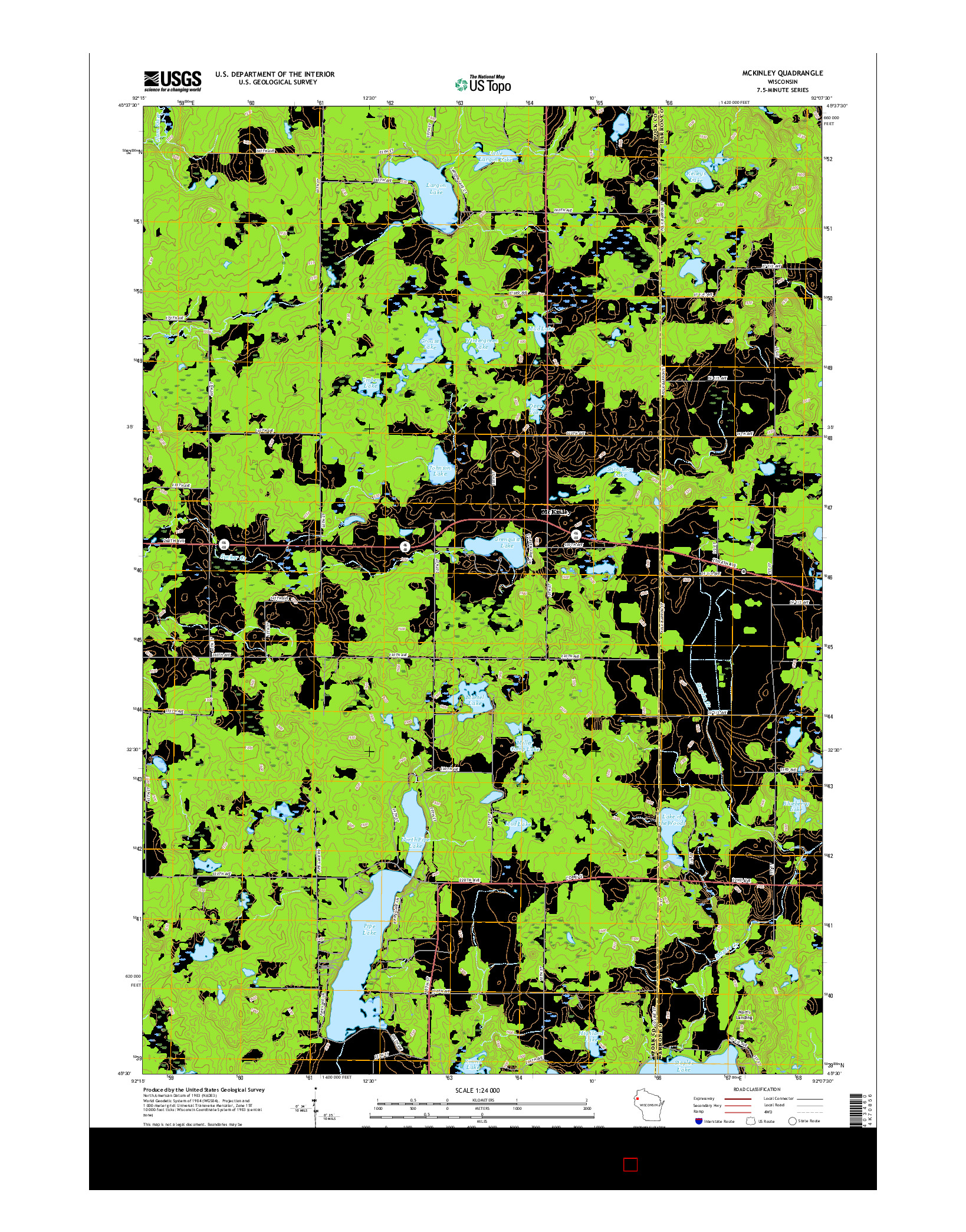 USGS US TOPO 7.5-MINUTE MAP FOR MCKINLEY, WI 2015