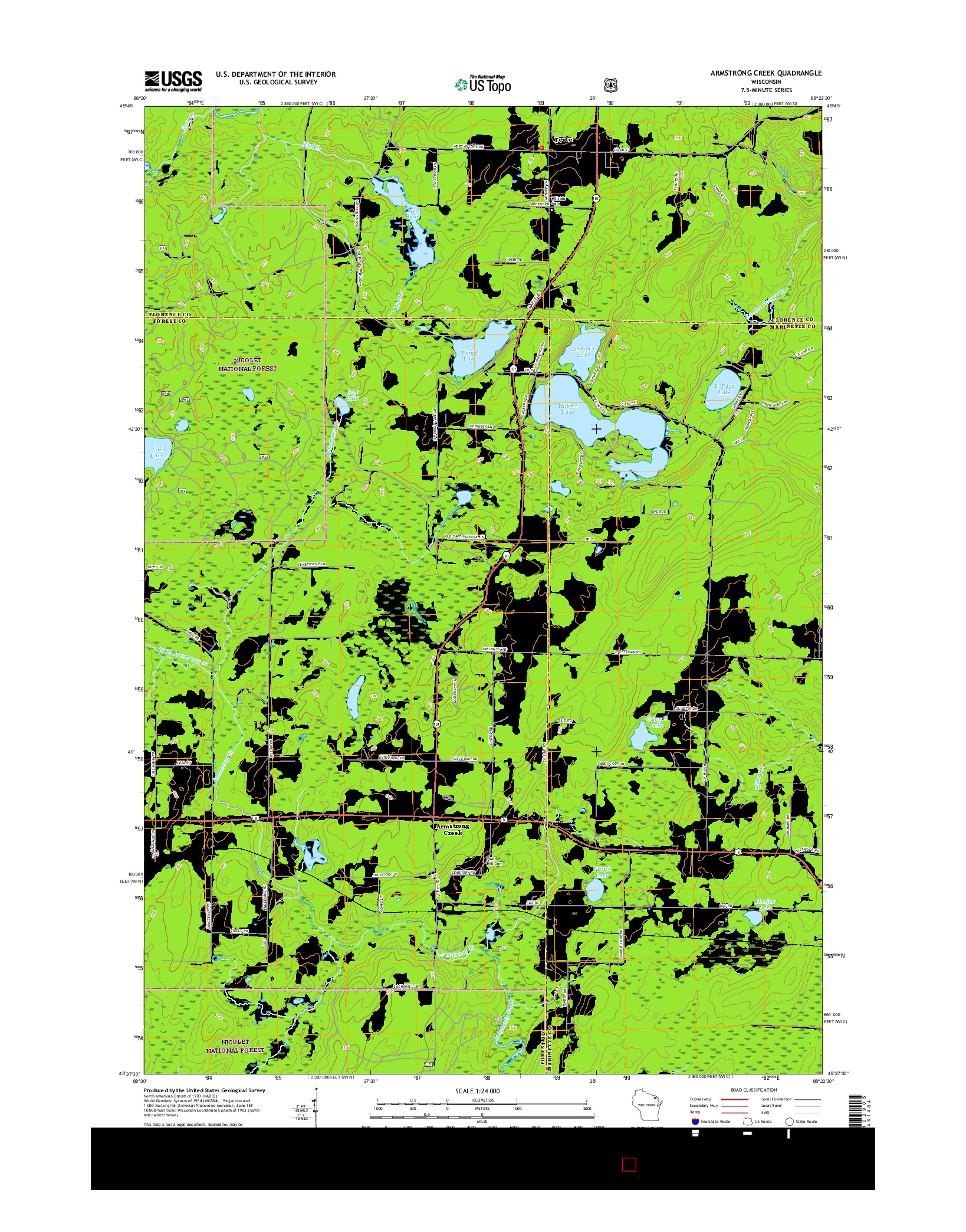 USGS US TOPO 7.5-MINUTE MAP FOR ARMSTRONG CREEK, WI 2015
